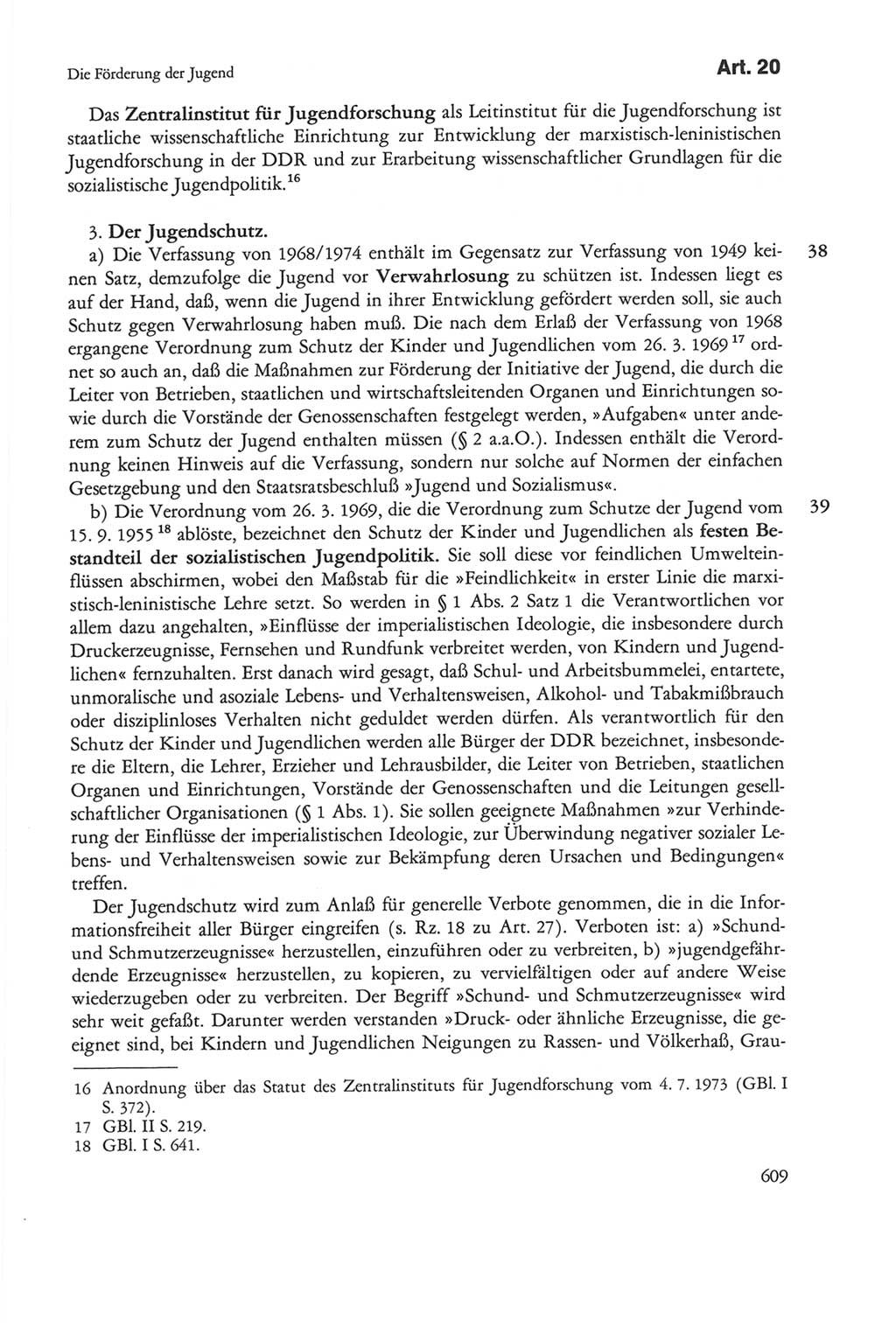 Die sozialistische Verfassung der Deutschen Demokratischen Republik (DDR), Kommentar 1982, Seite 609 (Soz. Verf. DDR Komm. 1982, S. 609)