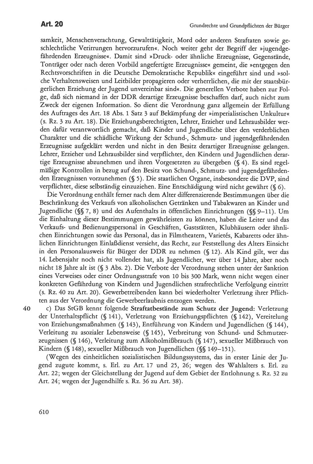 Die sozialistische Verfassung der Deutschen Demokratischen Republik (DDR), Kommentar 1982, Seite 610 (Soz. Verf. DDR Komm. 1982, S. 610)