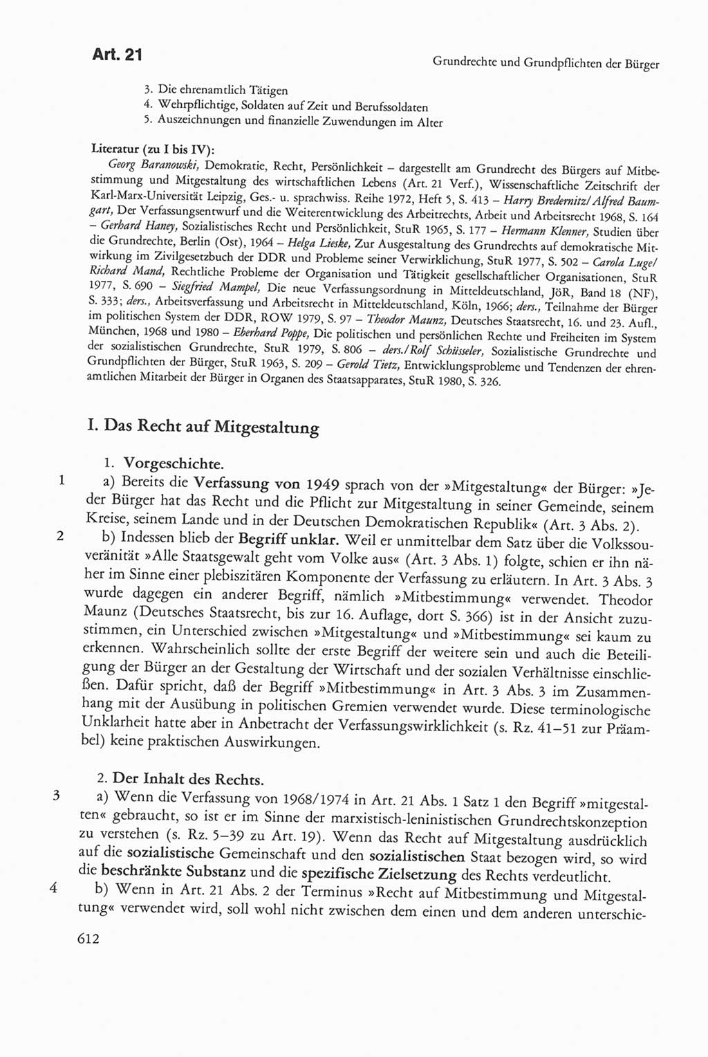 Die sozialistische Verfassung der Deutschen Demokratischen Republik (DDR), Kommentar 1982, Seite 612 (Soz. Verf. DDR Komm. 1982, S. 612)