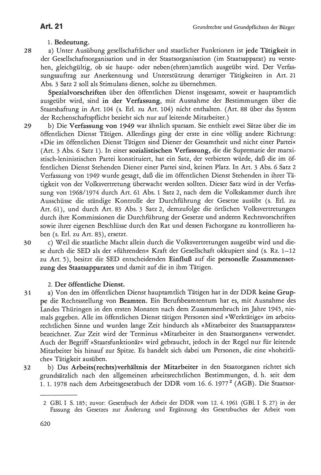 Die sozialistische Verfassung der Deutschen Demokratischen Republik (DDR), Kommentar 1982, Seite 620 (Soz. Verf. DDR Komm. 1982, S. 620)
