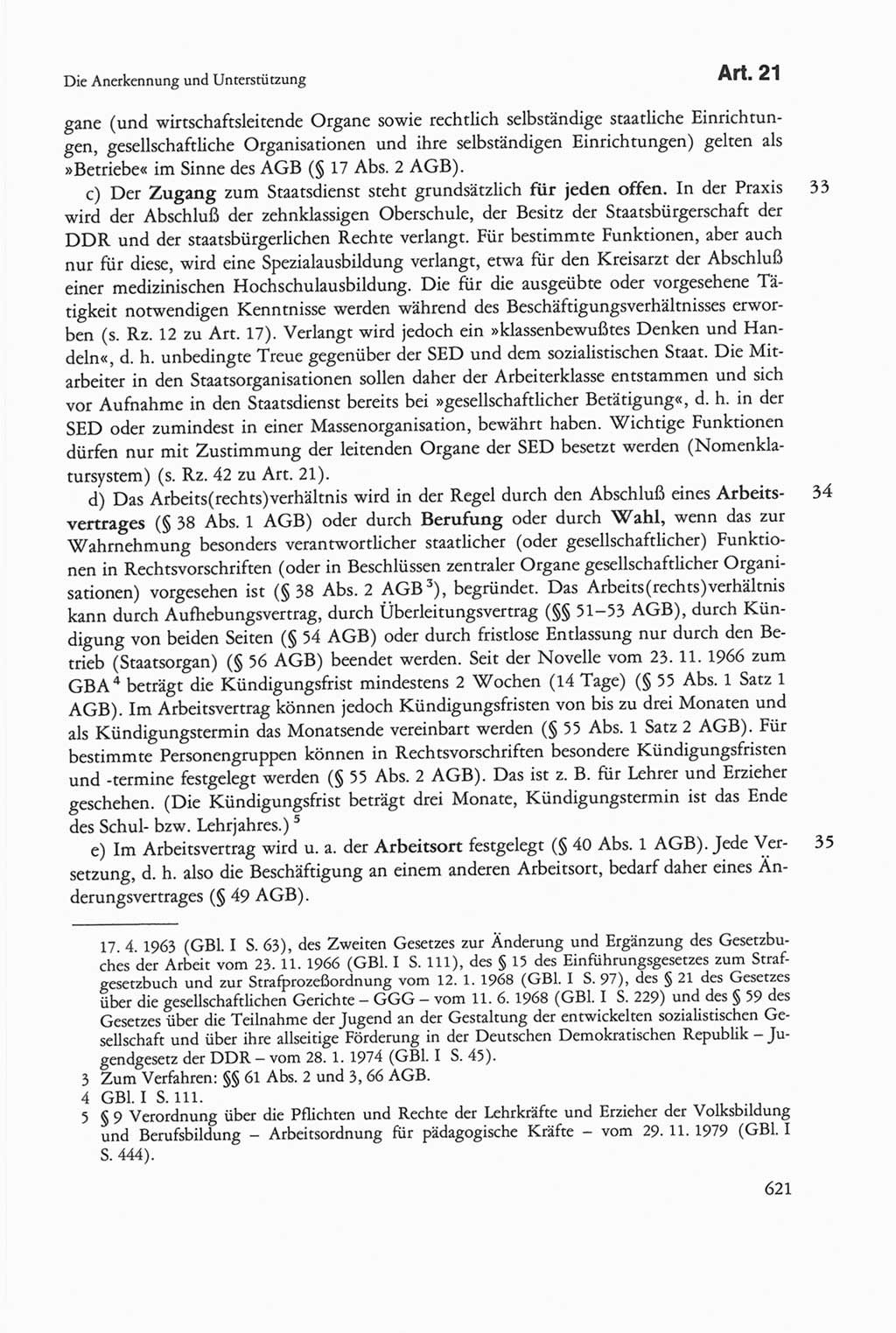 Die sozialistische Verfassung der Deutschen Demokratischen Republik (DDR), Kommentar 1982, Seite 621 (Soz. Verf. DDR Komm. 1982, S. 621)