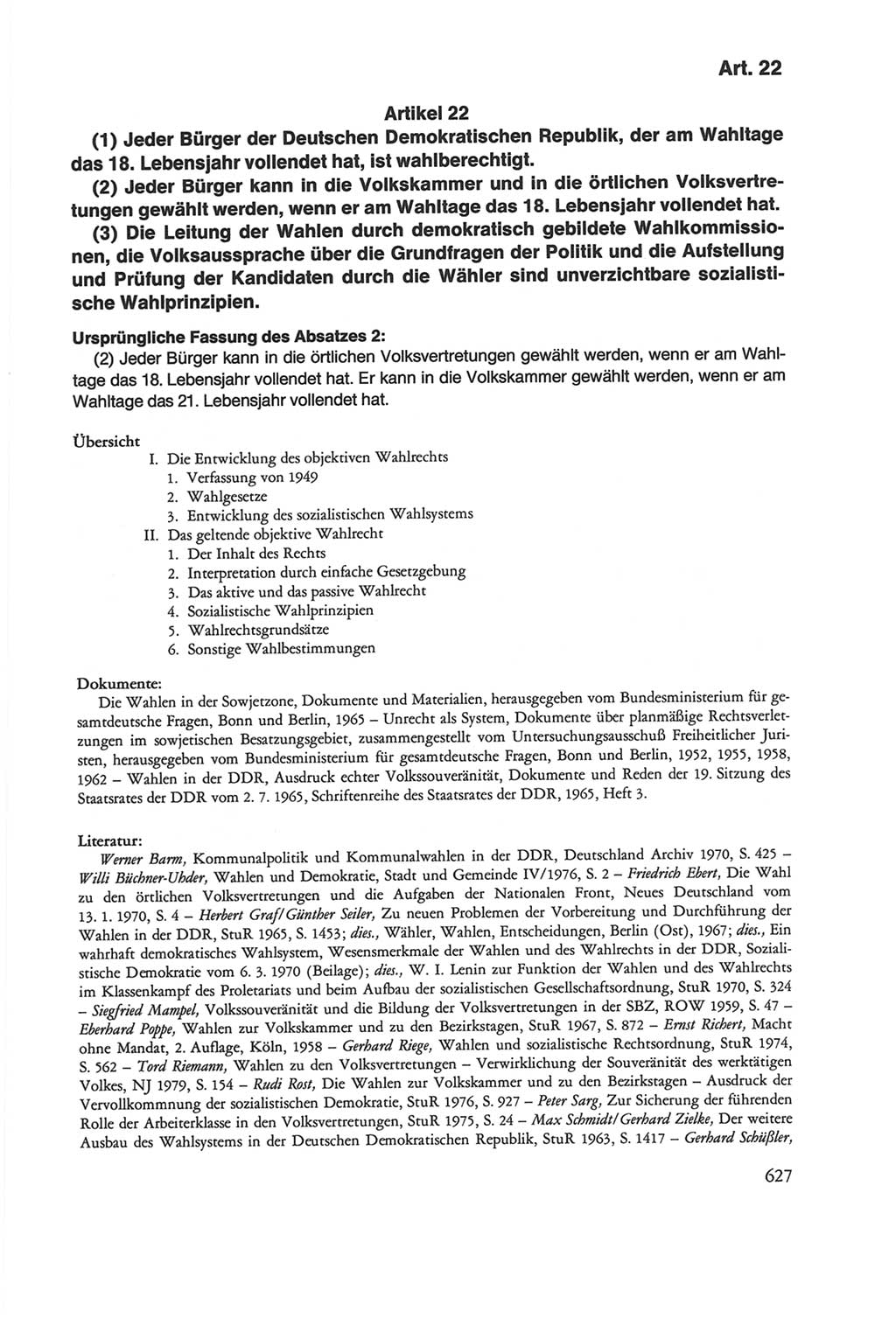 Die sozialistische Verfassung der Deutschen Demokratischen Republik (DDR), Kommentar 1982, Seite 627 (Soz. Verf. DDR Komm. 1982, S. 627)