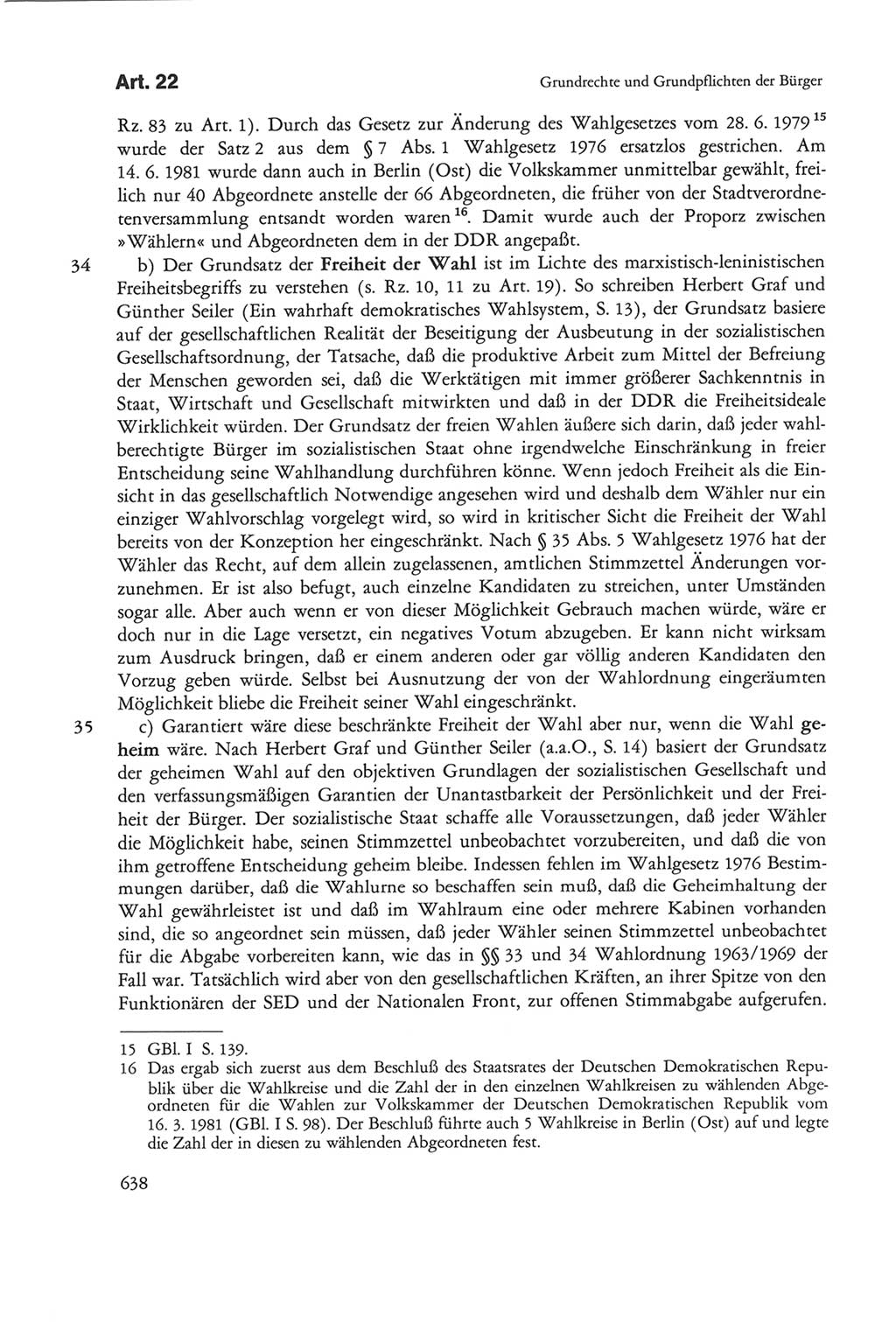 Die sozialistische Verfassung der Deutschen Demokratischen Republik (DDR), Kommentar 1982, Seite 638 (Soz. Verf. DDR Komm. 1982, S. 638)