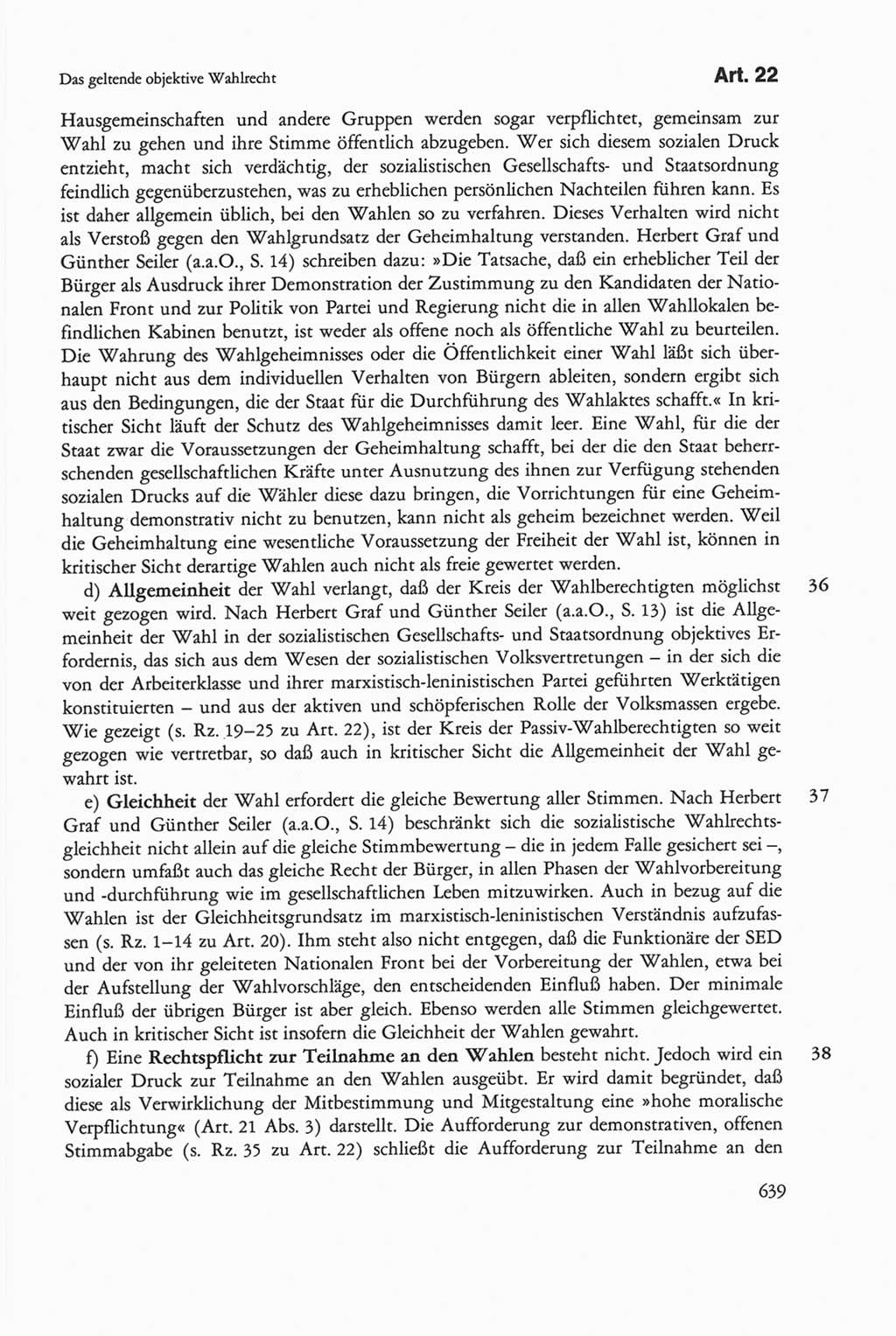 Die sozialistische Verfassung der Deutschen Demokratischen Republik (DDR), Kommentar 1982, Seite 639 (Soz. Verf. DDR Komm. 1982, S. 639)