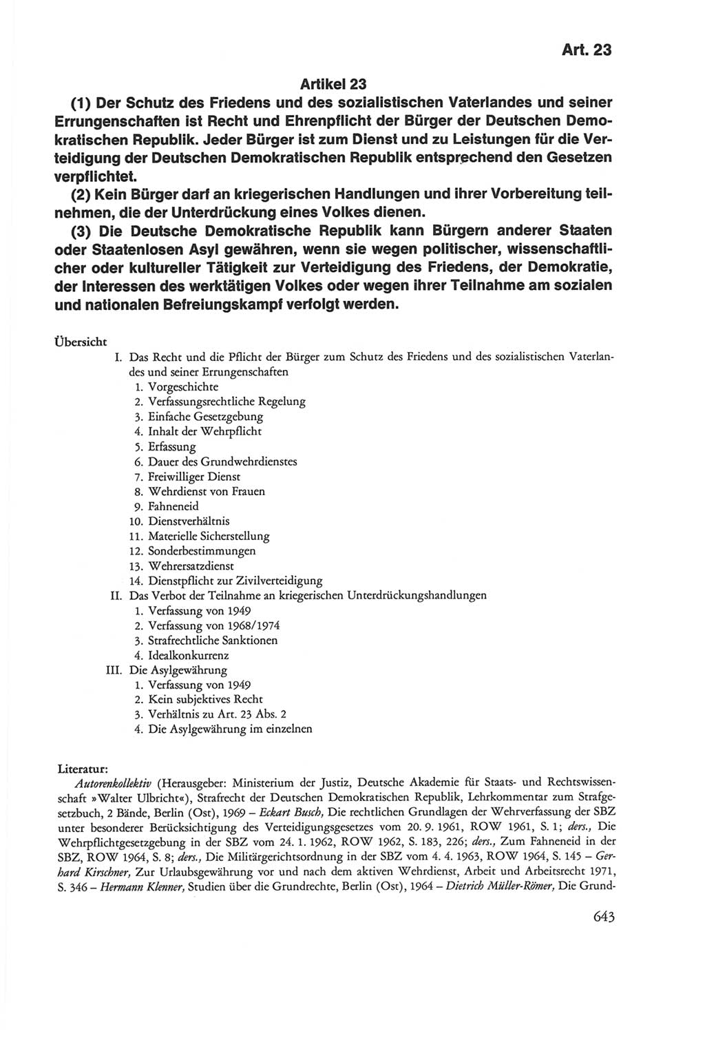Die sozialistische Verfassung der Deutschen Demokratischen Republik (DDR), Kommentar 1982, Seite 643 (Soz. Verf. DDR Komm. 1982, S. 643)