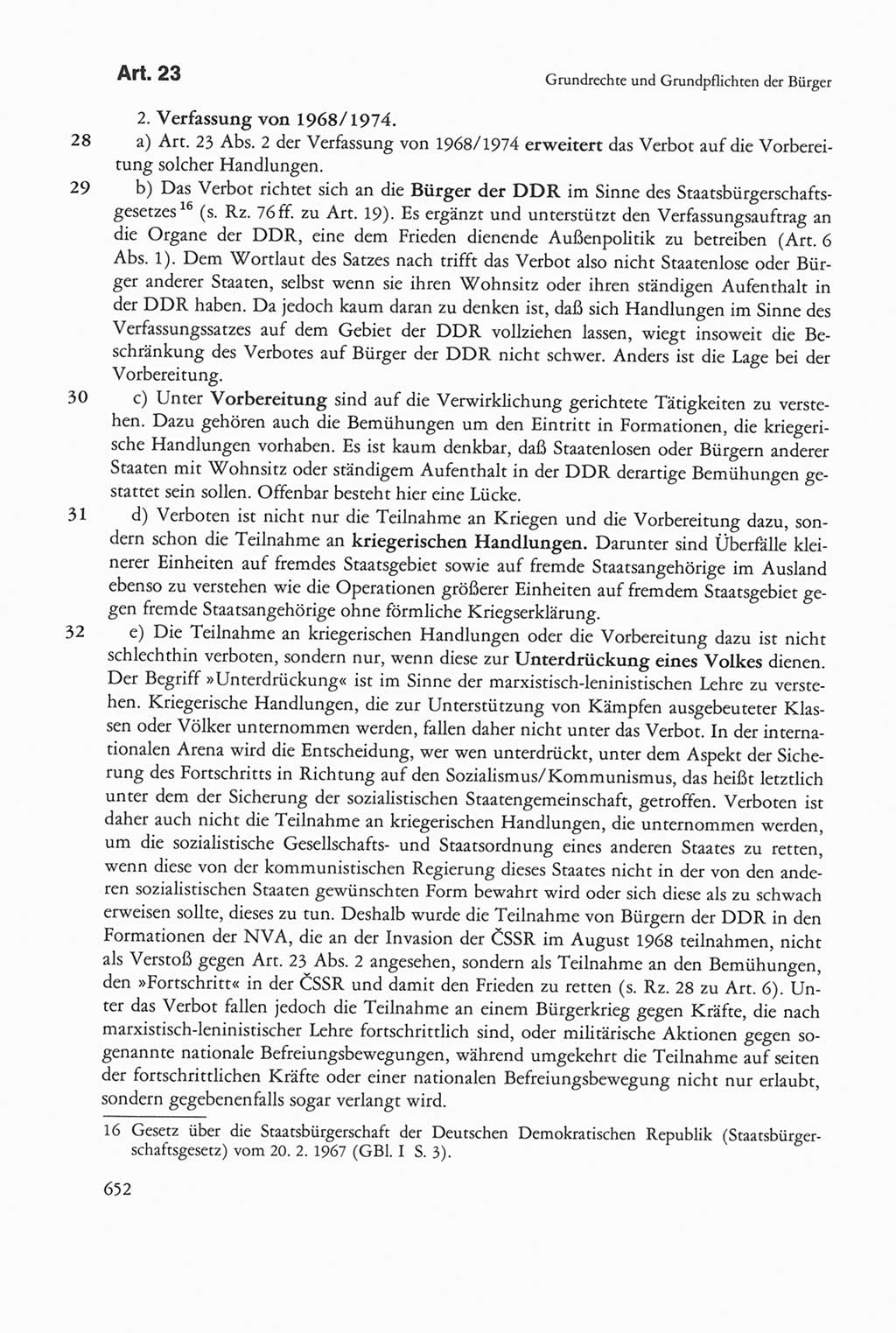 Die sozialistische Verfassung der Deutschen Demokratischen Republik (DDR), Kommentar 1982, Seite 652 (Soz. Verf. DDR Komm. 1982, S. 652)