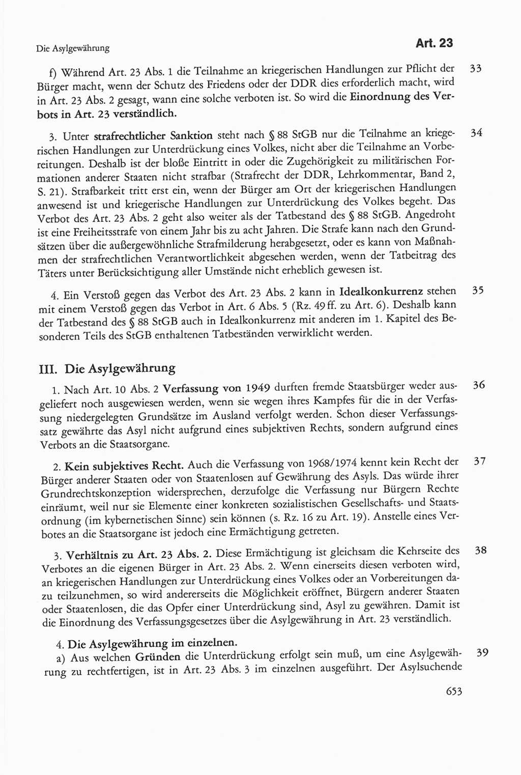 Die sozialistische Verfassung der Deutschen Demokratischen Republik (DDR), Kommentar 1982, Seite 653 (Soz. Verf. DDR Komm. 1982, S. 653)