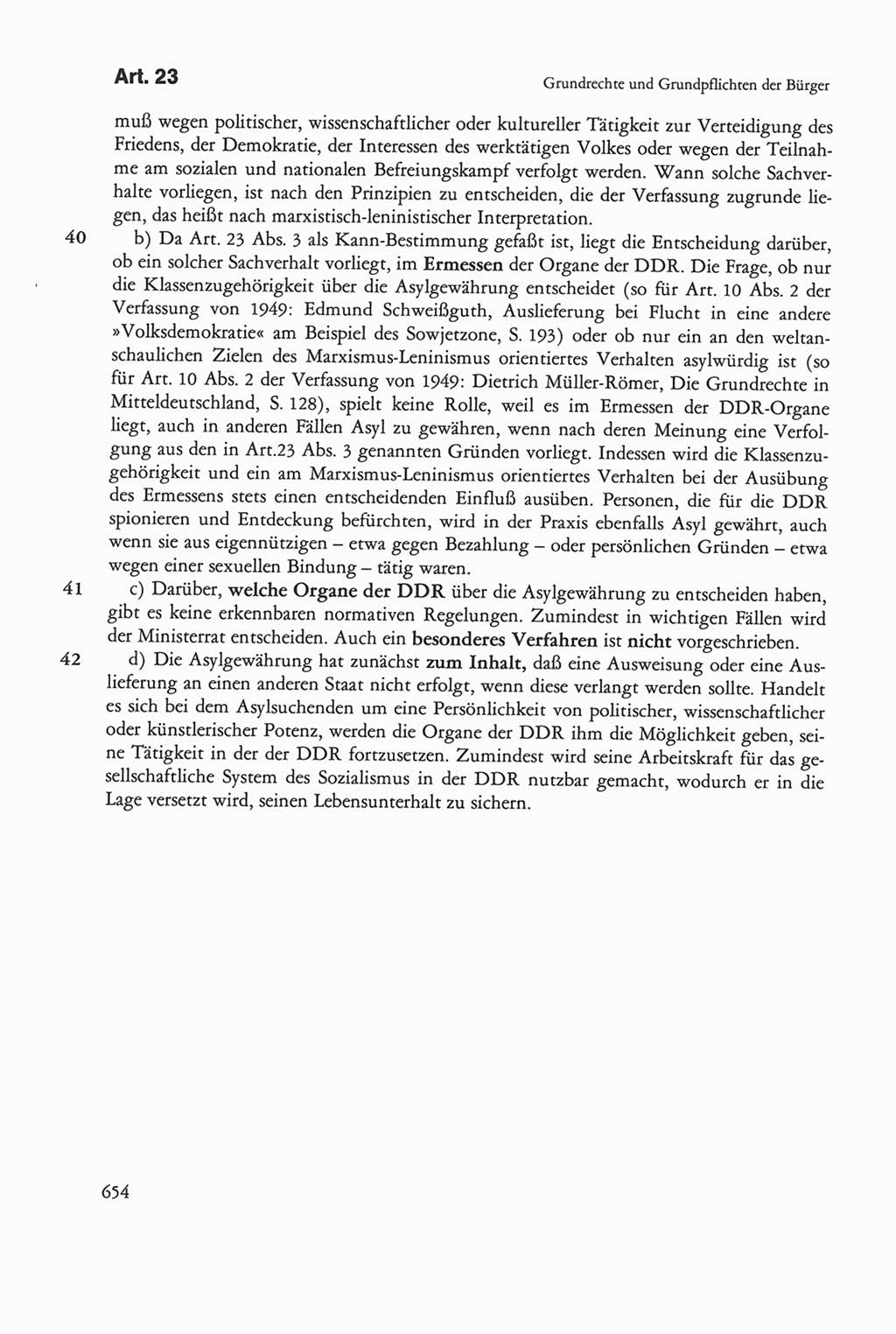 Die sozialistische Verfassung der Deutschen Demokratischen Republik (DDR), Kommentar 1982, Seite 654 (Soz. Verf. DDR Komm. 1982, S. 654)