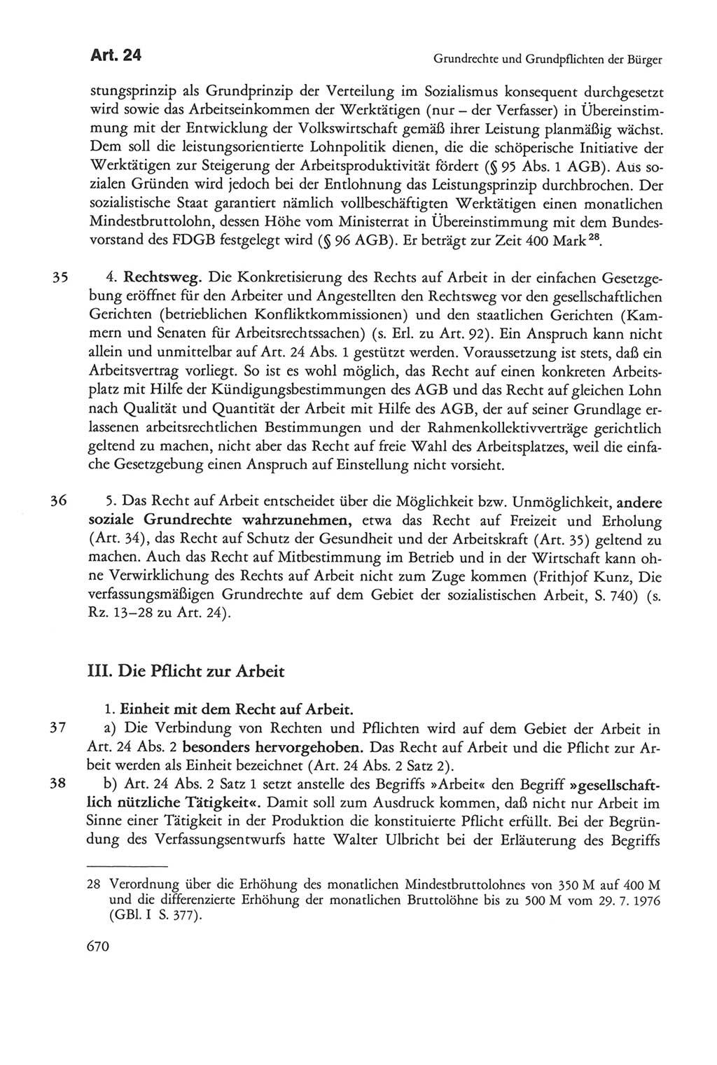 Die sozialistische Verfassung der Deutschen Demokratischen Republik (DDR), Kommentar 1982, Seite 670 (Soz. Verf. DDR Komm. 1982, S. 670)