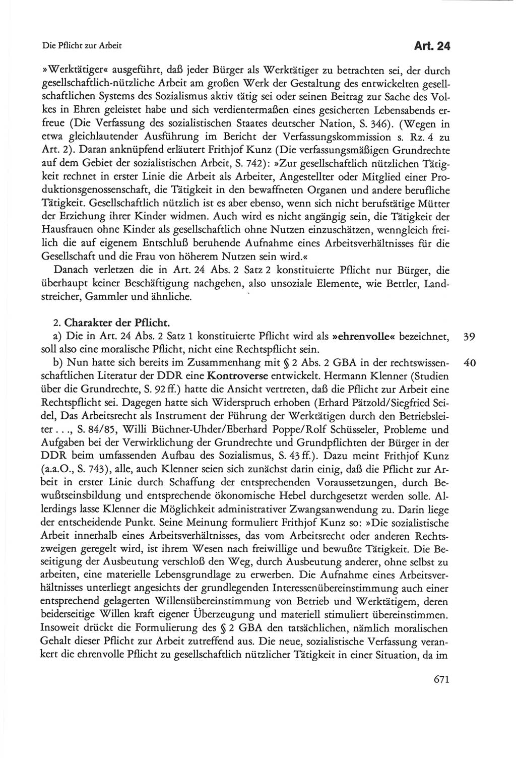 Die sozialistische Verfassung der Deutschen Demokratischen Republik (DDR), Kommentar 1982, Seite 671 (Soz. Verf. DDR Komm. 1982, S. 671)