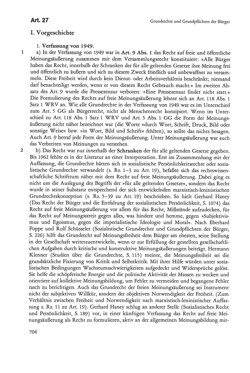 Die sozialistische Verfassung der Deutschen Demokratischen Republik (DDR), Kommentar 1982, Seite 704 (Soz. Verf. DDR Komm. 1982, S. 704)