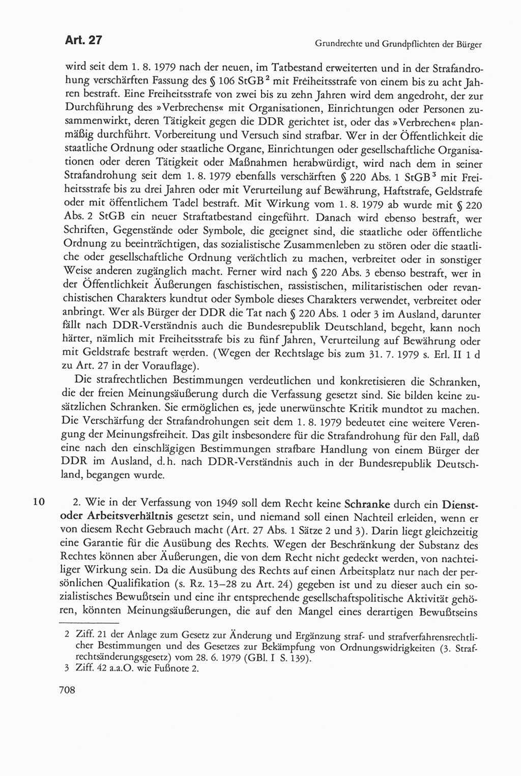 Die sozialistische Verfassung der Deutschen Demokratischen Republik (DDR), Kommentar 1982, Seite 708 (Soz. Verf. DDR Komm. 1982, S. 708)