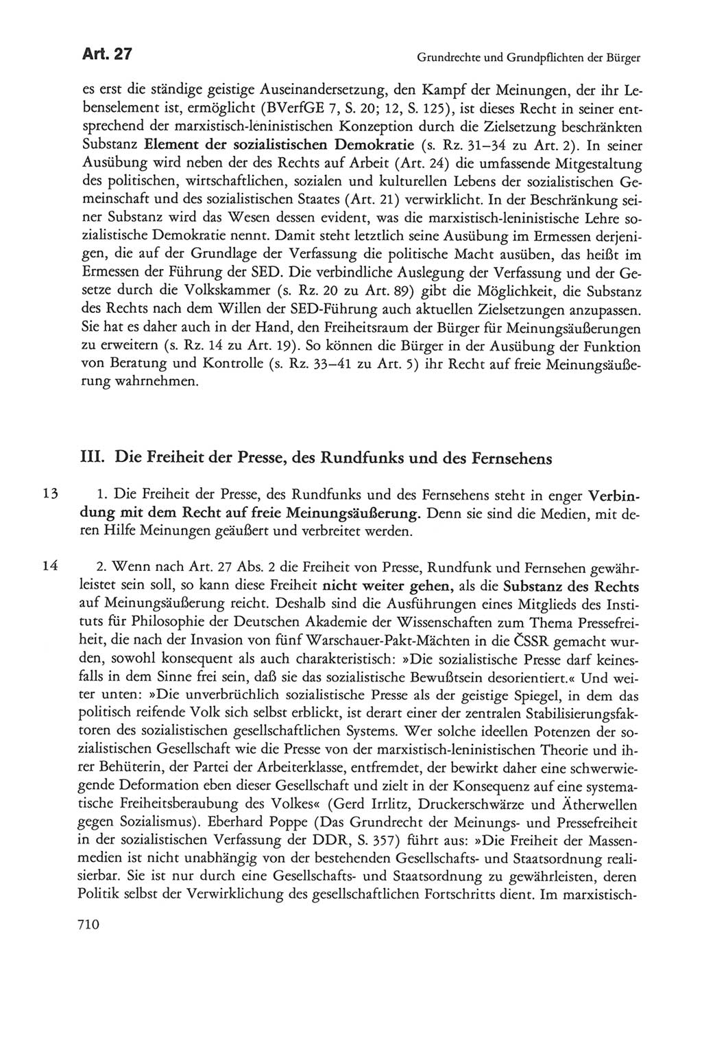 Die sozialistische Verfassung der Deutschen Demokratischen Republik (DDR), Kommentar 1982, Seite 710 (Soz. Verf. DDR Komm. 1982, S. 710)