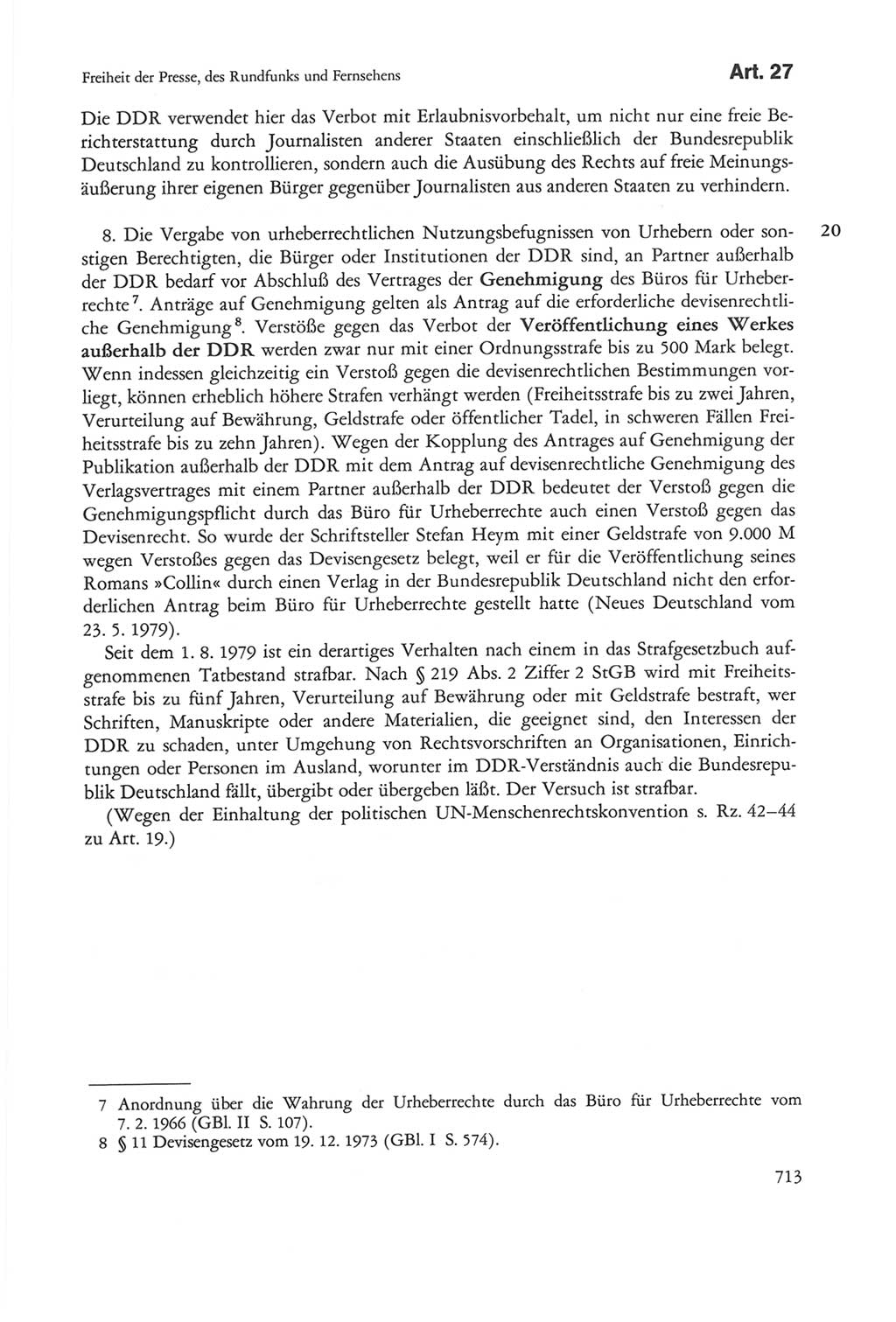 Die sozialistische Verfassung der Deutschen Demokratischen Republik (DDR), Kommentar 1982, Seite 713 (Soz. Verf. DDR Komm. 1982, S. 713)