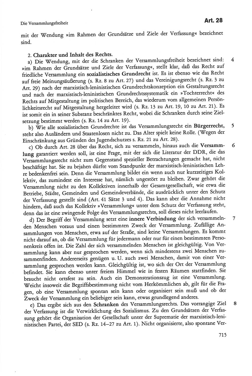 Die sozialistische Verfassung der Deutschen Demokratischen Republik (DDR), Kommentar 1982, Seite 715 (Soz. Verf. DDR Komm. 1982, S. 715)