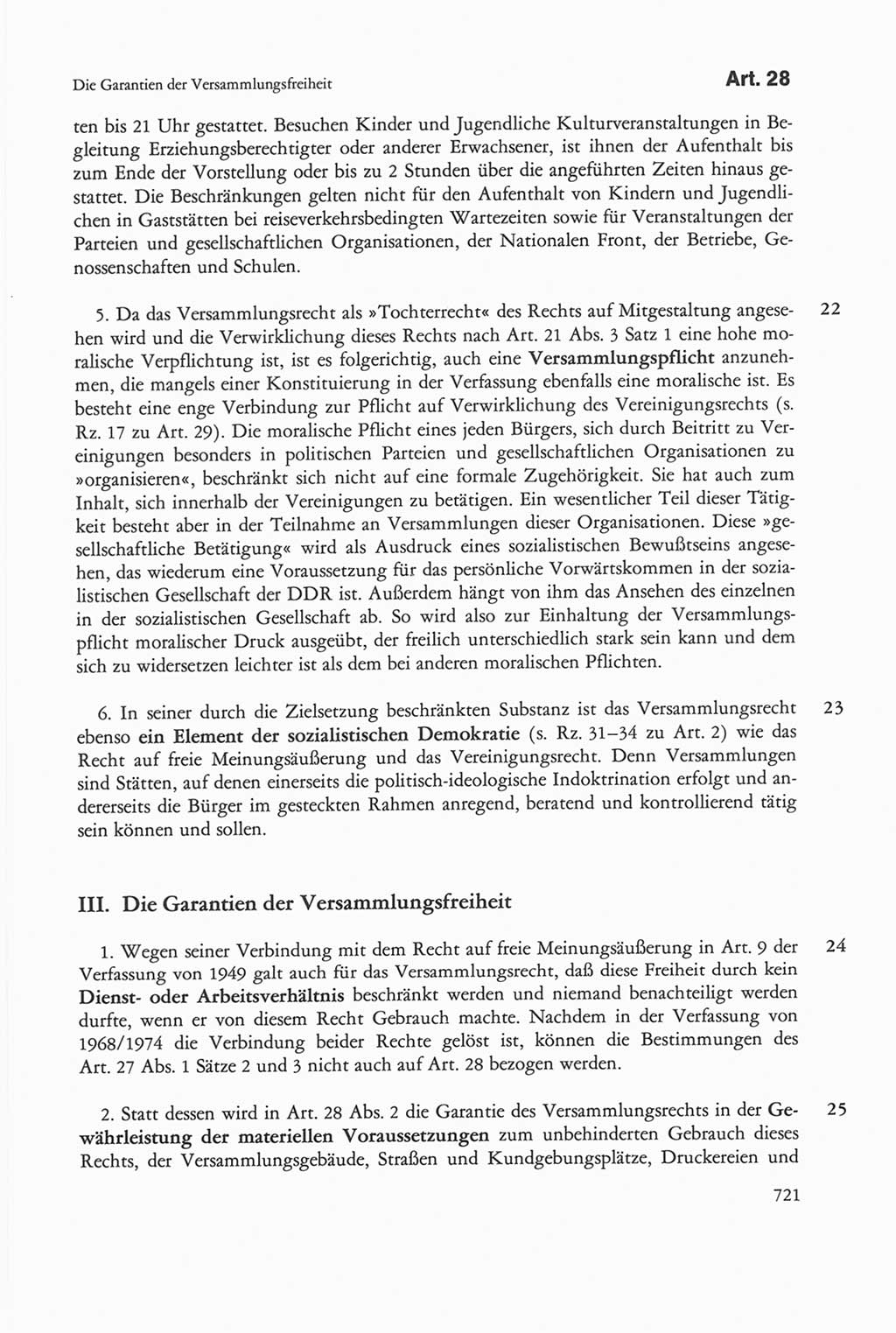 Die sozialistische Verfassung der Deutschen Demokratischen Republik (DDR), Kommentar 1982, Seite 721 (Soz. Verf. DDR Komm. 1982, S. 721)