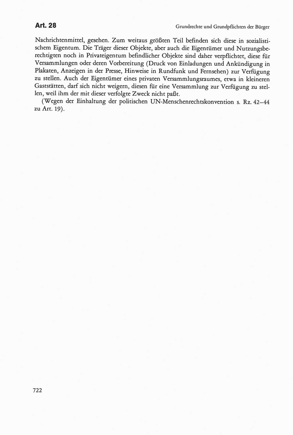 Die sozialistische Verfassung der Deutschen Demokratischen Republik (DDR), Kommentar 1982, Seite 722 (Soz. Verf. DDR Komm. 1982, S. 722)