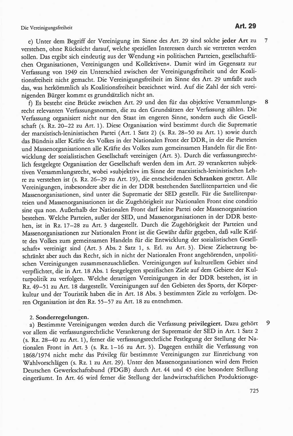 Die sozialistische Verfassung der Deutschen Demokratischen Republik (DDR), Kommentar 1982, Seite 725 (Soz. Verf. DDR Komm. 1982, S. 725)