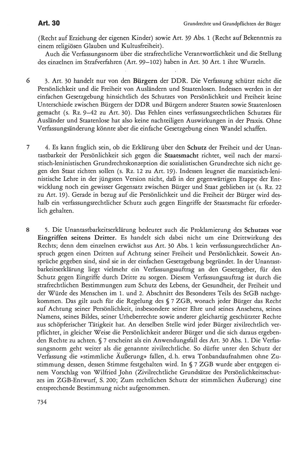 Die sozialistische Verfassung der Deutschen Demokratischen Republik (DDR), Kommentar 1982, Seite 734 (Soz. Verf. DDR Komm. 1982, S. 734)
