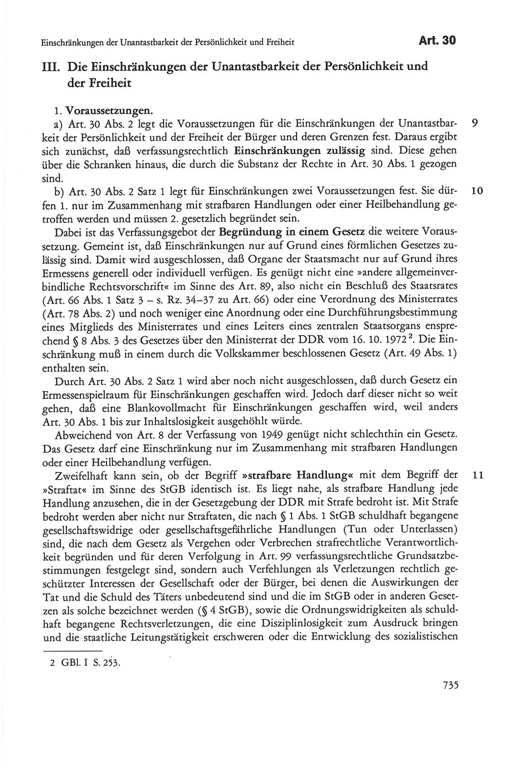 Die sozialistische Verfassung der Deutschen Demokratischen Republik (DDR), Kommentar 1982, Seite 735 (Soz. Verf. DDR Komm. 1982, S. 735)