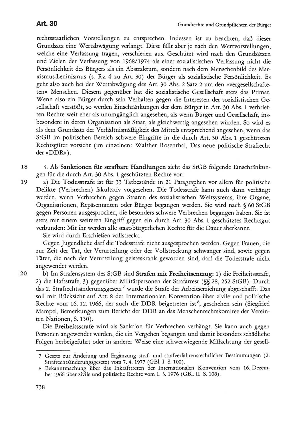 Die sozialistische Verfassung der Deutschen Demokratischen Republik (DDR), Kommentar 1982, Seite 738 (Soz. Verf. DDR Komm. 1982, S. 738)