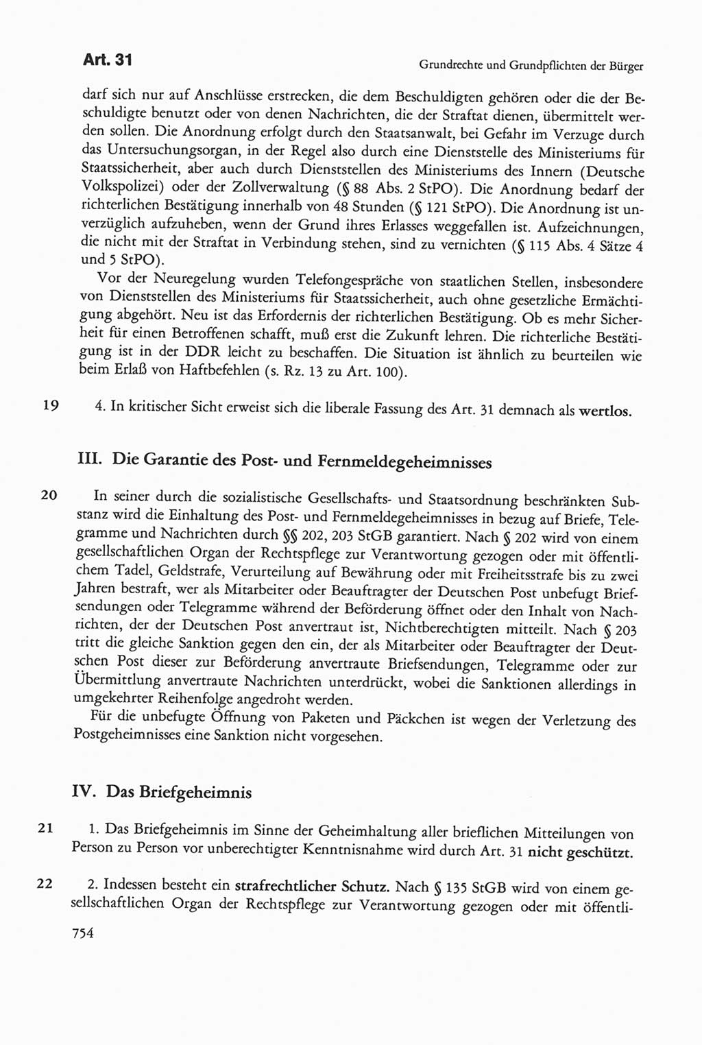 Die sozialistische Verfassung der Deutschen Demokratischen Republik (DDR), Kommentar 1982, Seite 754 (Soz. Verf. DDR Komm. 1982, S. 754)