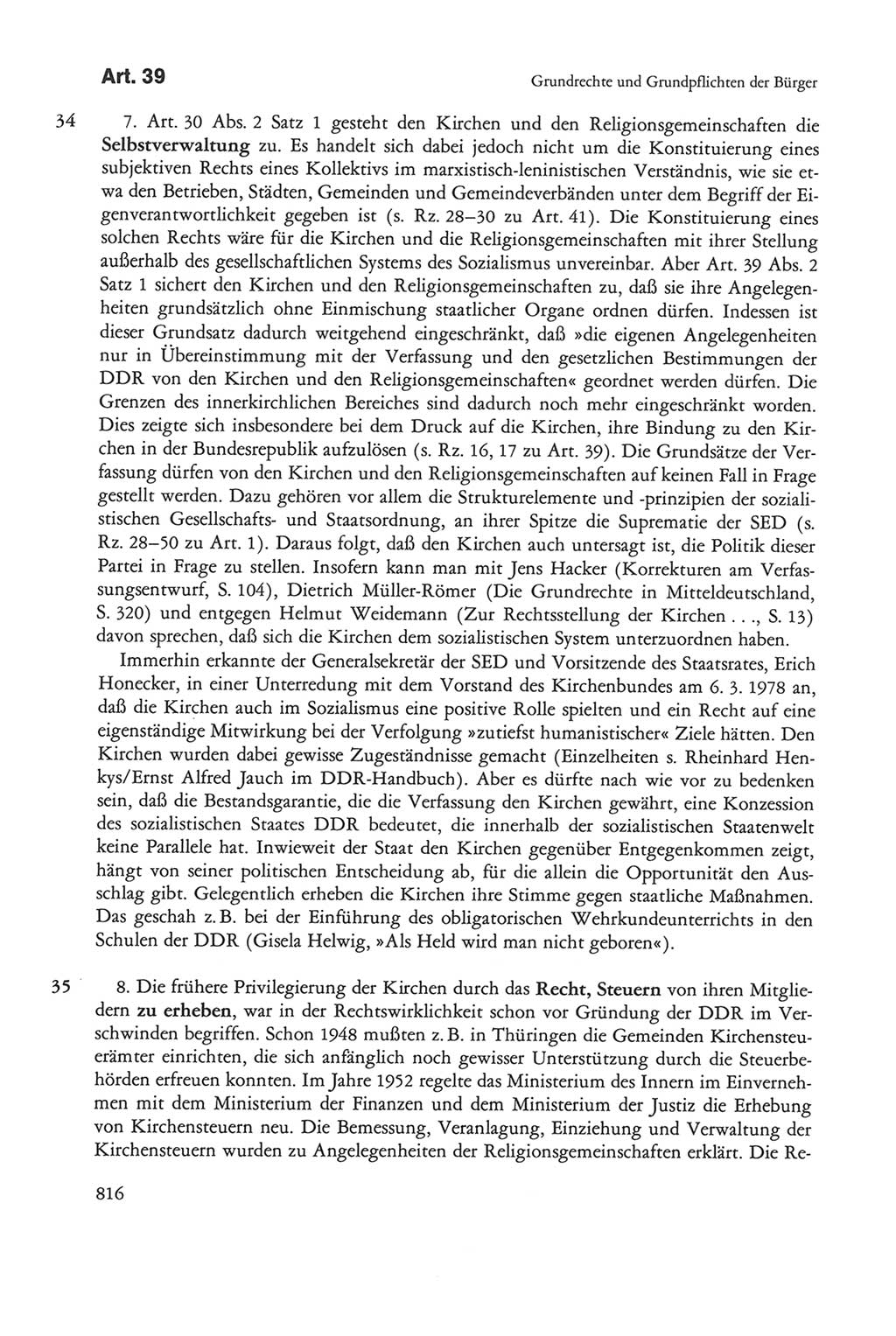 Die sozialistische Verfassung der Deutschen Demokratischen Republik (DDR), Kommentar 1982, Seite 816 (Soz. Verf. DDR Komm. 1982, S. 816)