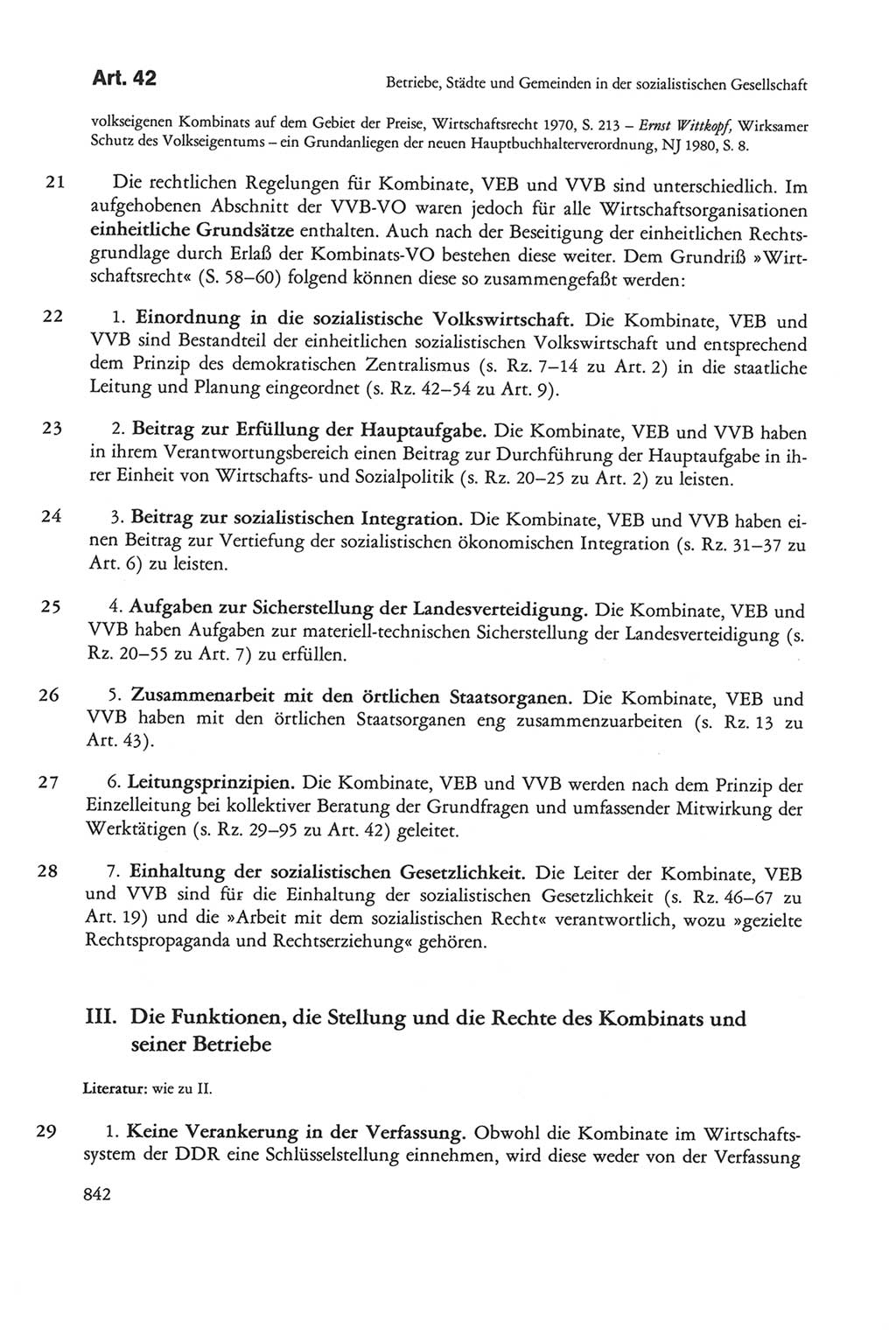 Die sozialistische Verfassung der Deutschen Demokratischen Republik (DDR), Kommentar 1982, Seite 842 (Soz. Verf. DDR Komm. 1982, S. 842)