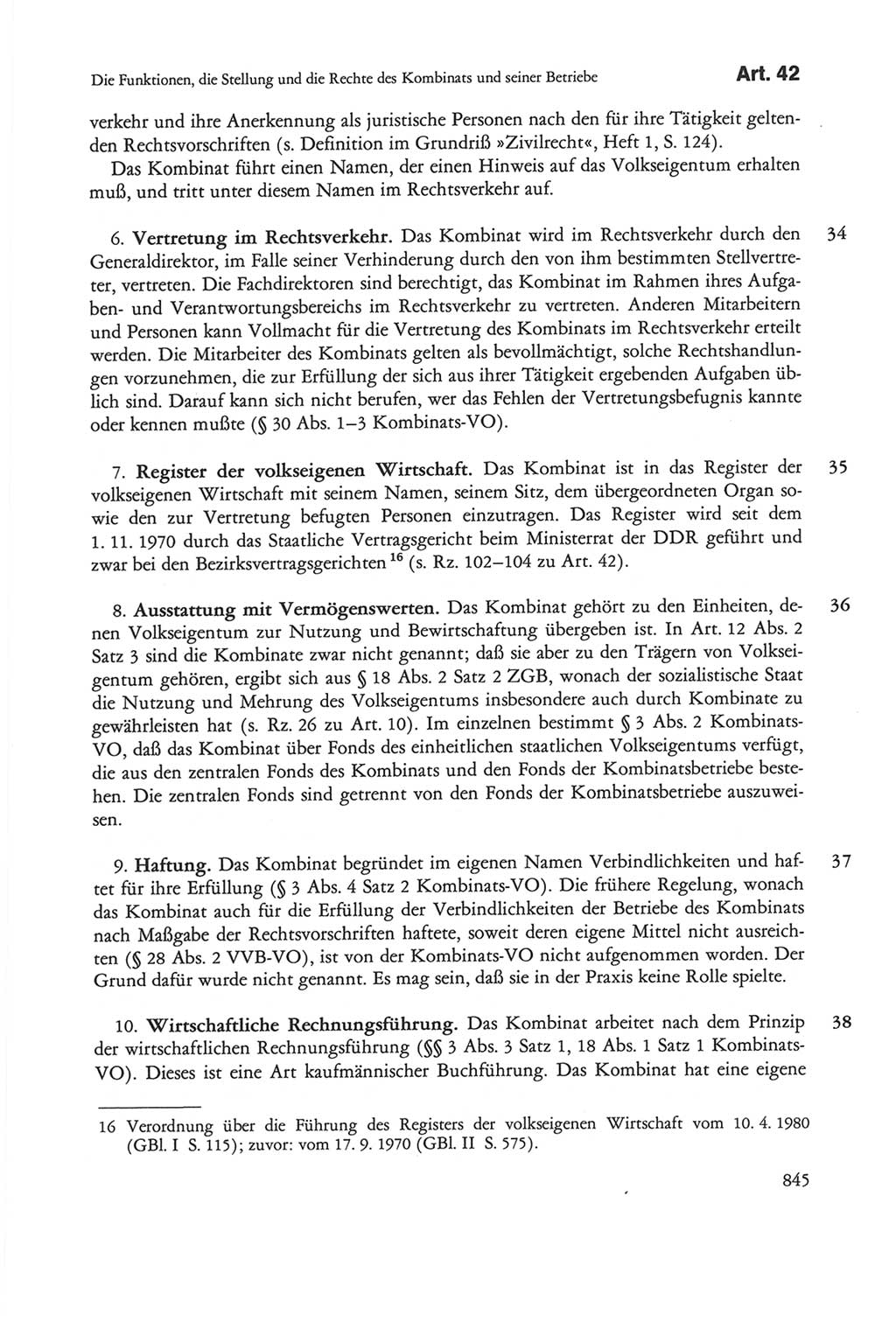 Die sozialistische Verfassung der Deutschen Demokratischen Republik (DDR), Kommentar 1982, Seite 845 (Soz. Verf. DDR Komm. 1982, S. 845)