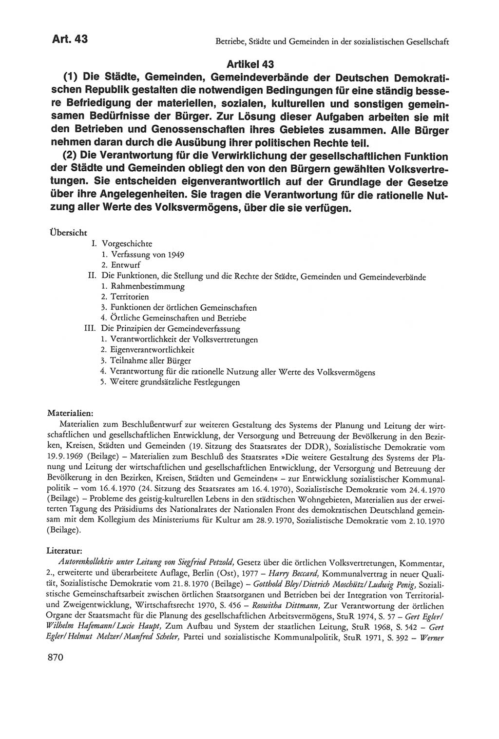 Die sozialistische Verfassung der Deutschen Demokratischen Republik (DDR), Kommentar 1982, Seite 870 (Soz. Verf. DDR Komm. 1982, S. 870)