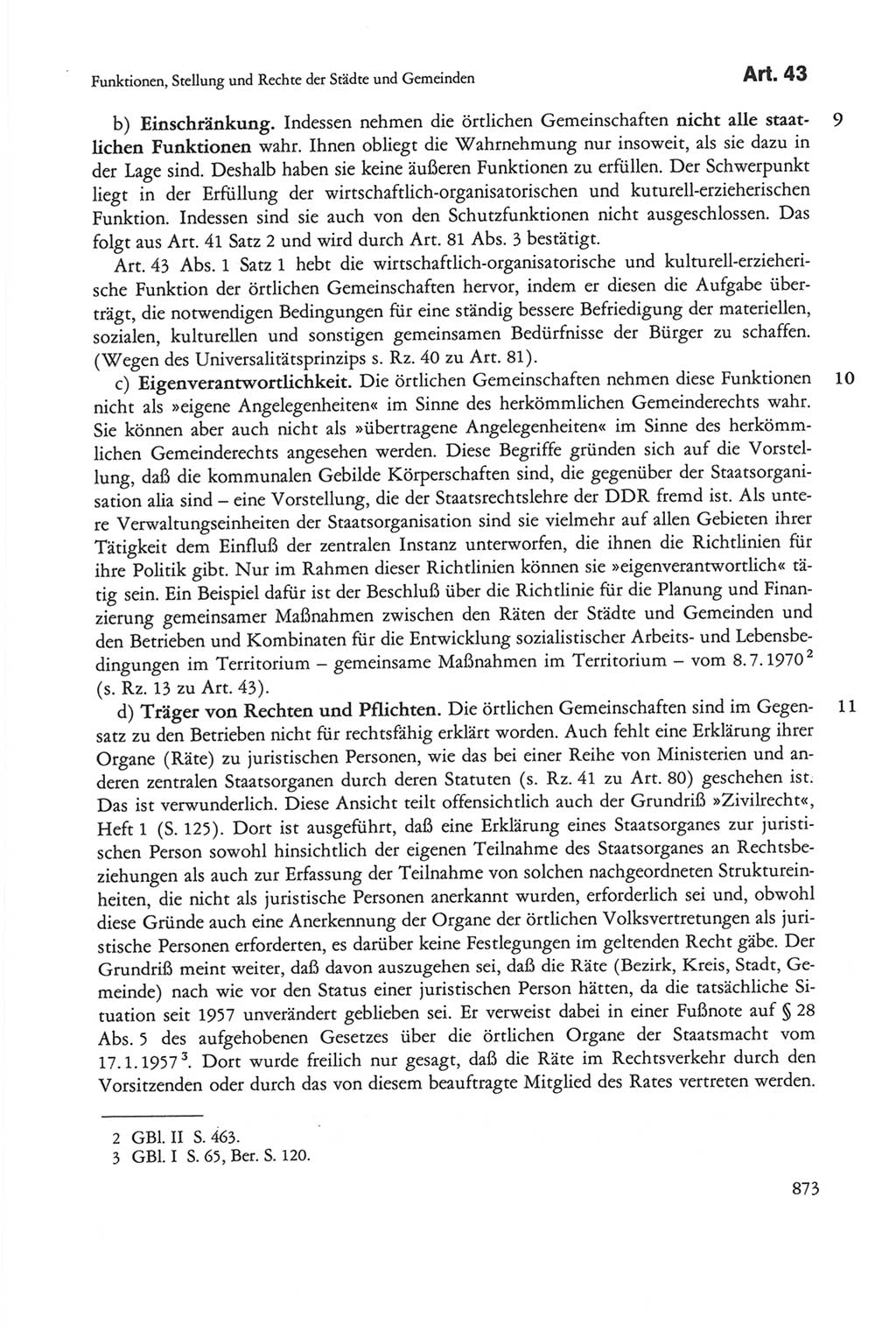 Die sozialistische Verfassung der Deutschen Demokratischen Republik (DDR), Kommentar 1982, Seite 873 (Soz. Verf. DDR Komm. 1982, S. 873)