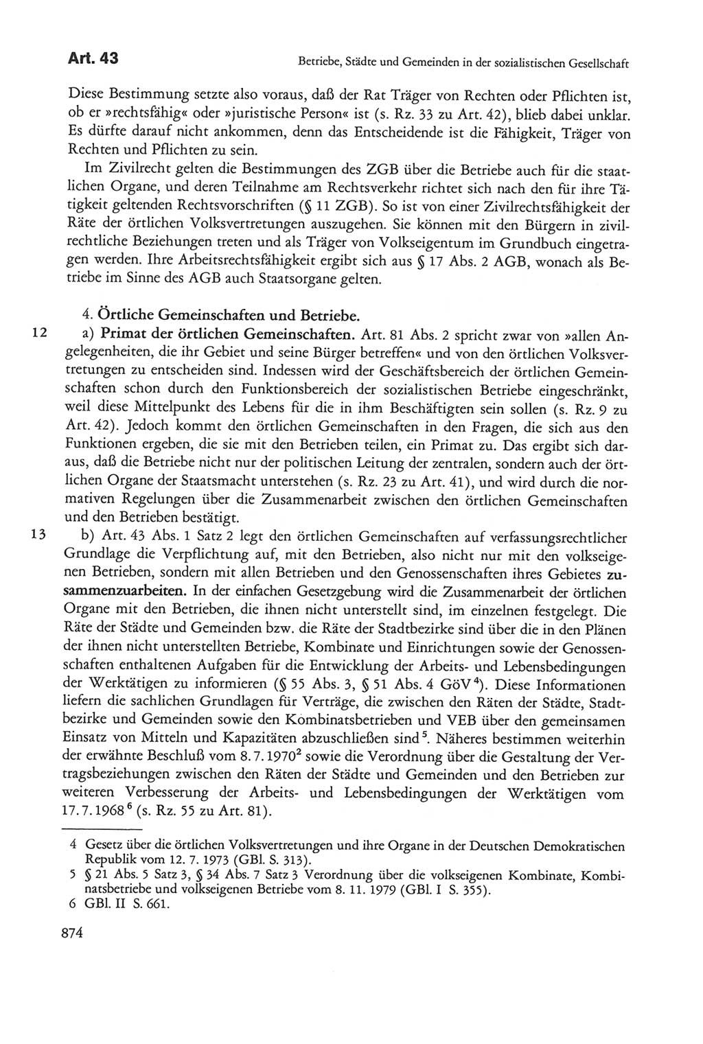 Die sozialistische Verfassung der Deutschen Demokratischen Republik (DDR), Kommentar 1982, Seite 874 (Soz. Verf. DDR Komm. 1982, S. 874)