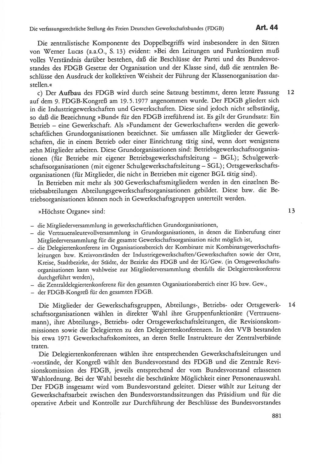 Die sozialistische Verfassung der Deutschen Demokratischen Republik (DDR), Kommentar 1982, Seite 881 (Soz. Verf. DDR Komm. 1982, S. 881)
