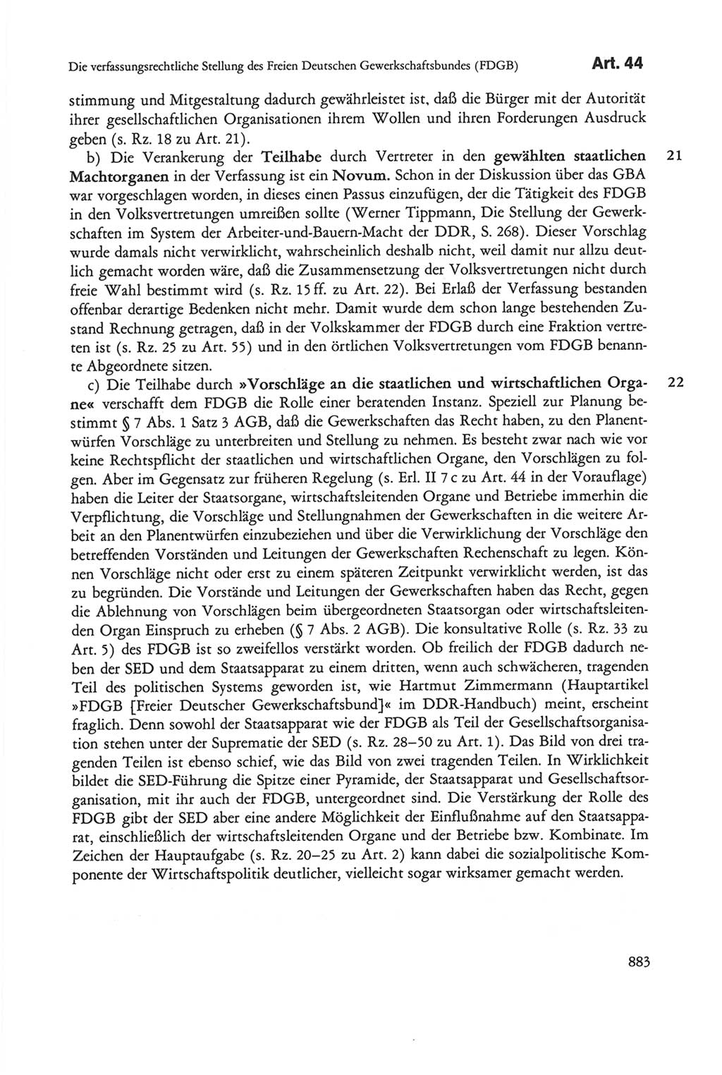 Die sozialistische Verfassung der Deutschen Demokratischen Republik (DDR), Kommentar 1982, Seite 883 (Soz. Verf. DDR Komm. 1982, S. 883)