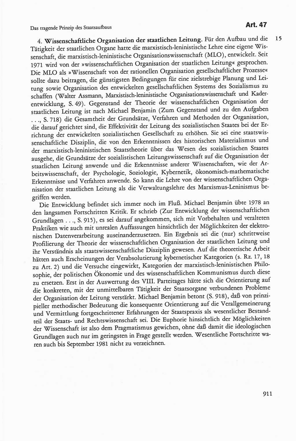 Die sozialistische Verfassung der Deutschen Demokratischen Republik (DDR), Kommentar 1982, Seite 911 (Soz. Verf. DDR Komm. 1982, S. 911)