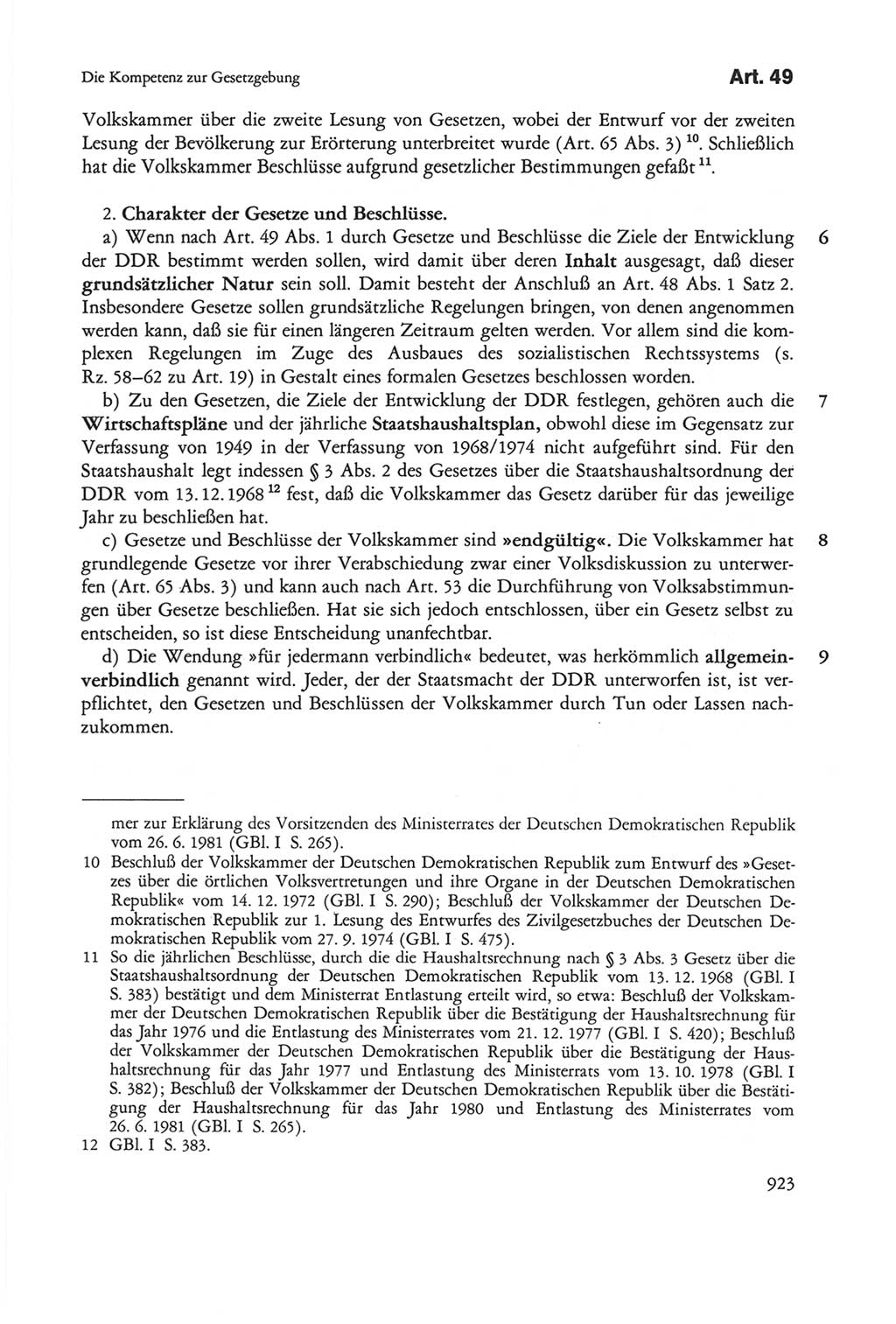 Die sozialistische Verfassung der Deutschen Demokratischen Republik (DDR), Kommentar 1982, Seite 923 (Soz. Verf. DDR Komm. 1982, S. 923)