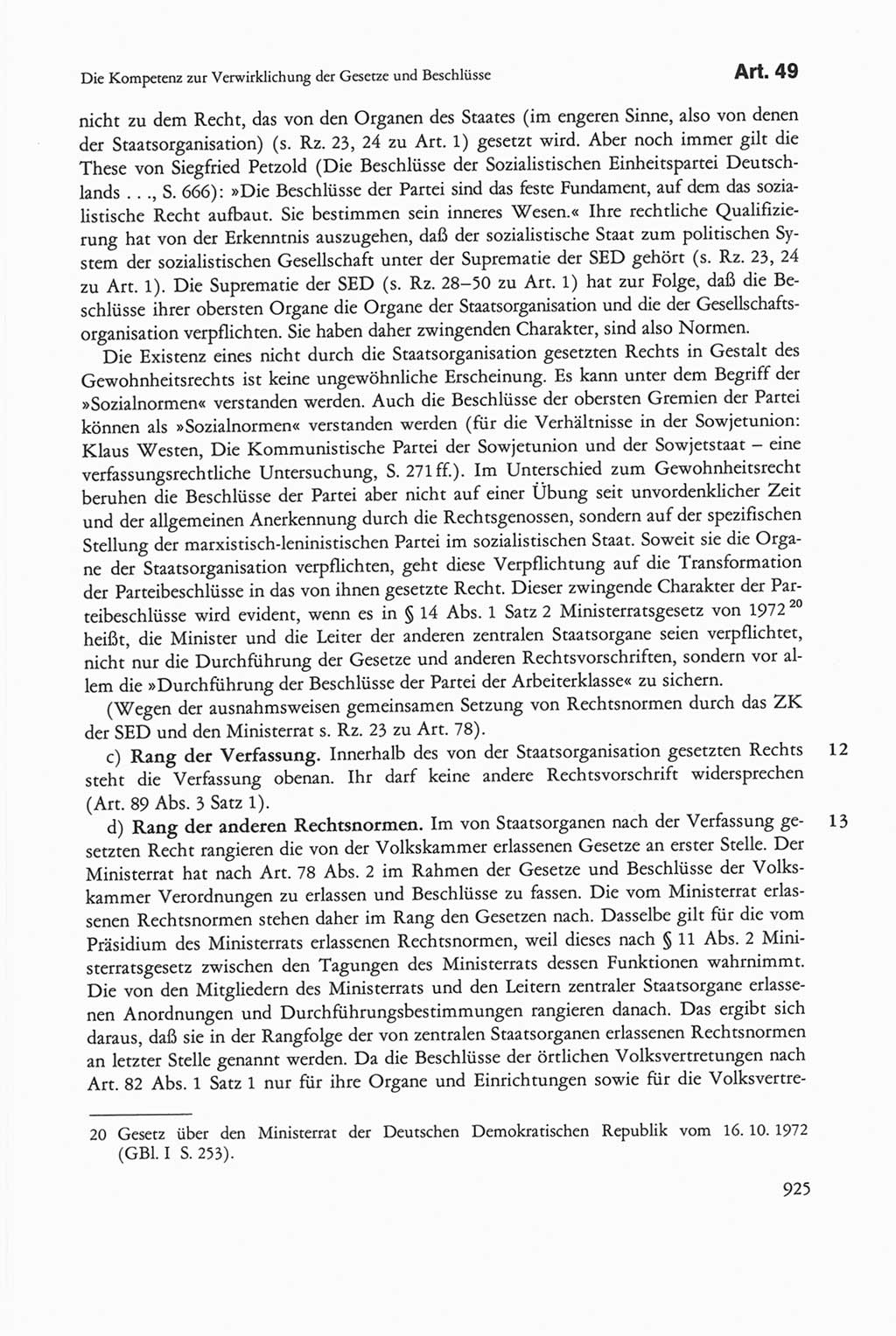Die sozialistische Verfassung der Deutschen Demokratischen Republik (DDR), Kommentar 1982, Seite 925 (Soz. Verf. DDR Komm. 1982, S. 925)