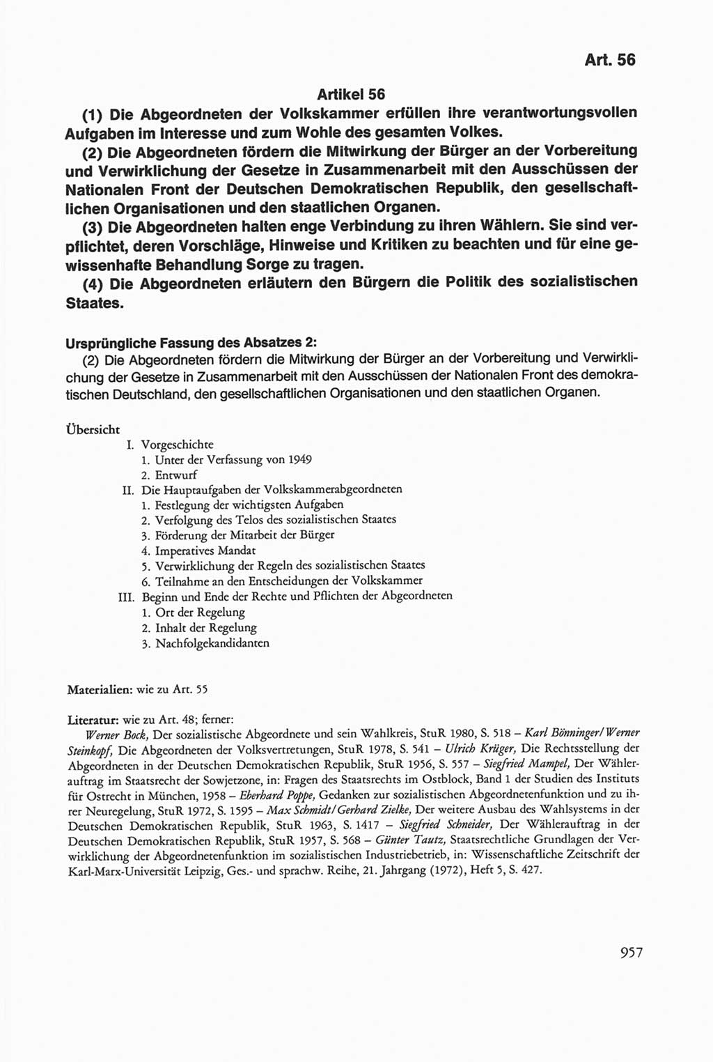 Die sozialistische Verfassung der Deutschen Demokratischen Republik (DDR), Kommentar 1982, Seite 957 (Soz. Verf. DDR Komm. 1982, S. 957)