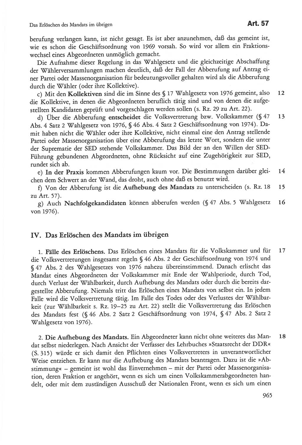 Die sozialistische Verfassung der Deutschen Demokratischen Republik (DDR), Kommentar 1982, Seite 965 (Soz. Verf. DDR Komm. 1982, S. 965)