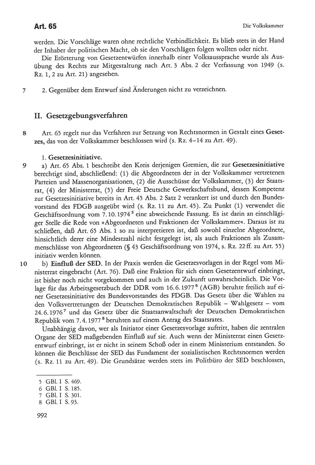 Die sozialistische Verfassung der Deutschen Demokratischen Republik (DDR), Kommentar 1982, Seite 992 (Soz. Verf. DDR Komm. 1982, S. 992)