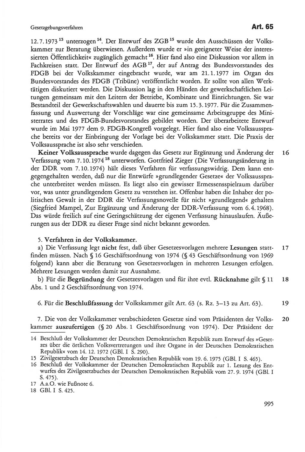 Die sozialistische Verfassung der Deutschen Demokratischen Republik (DDR), Kommentar 1982, Seite 995 (Soz. Verf. DDR Komm. 1982, S. 995)