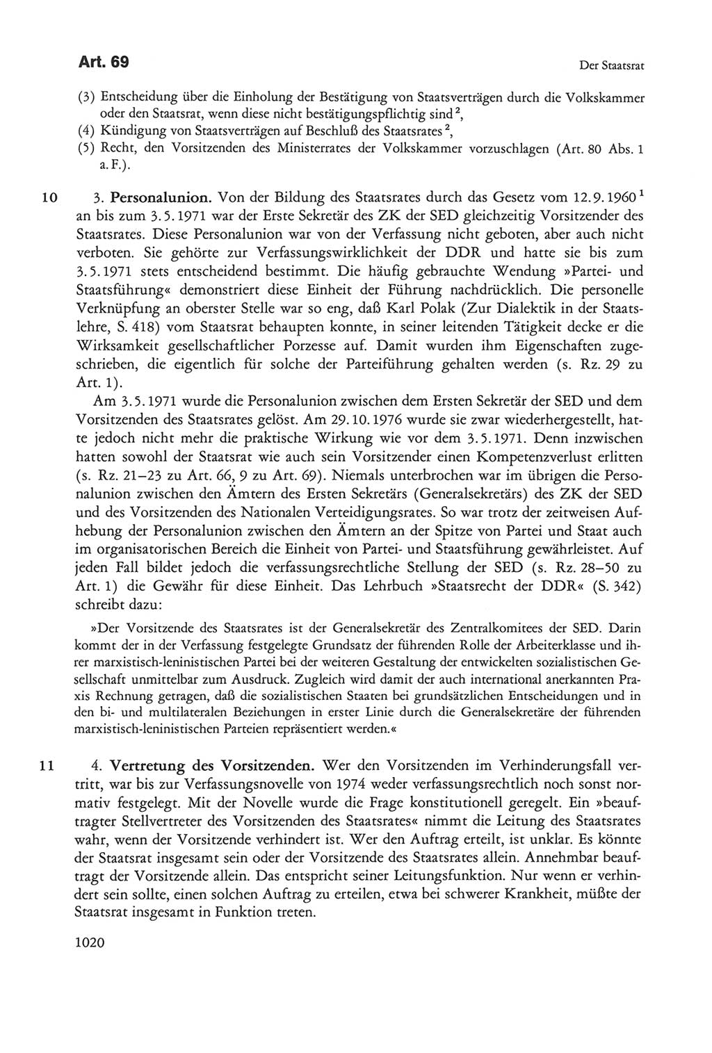 Die sozialistische Verfassung der Deutschen Demokratischen Republik (DDR), Kommentar 1982, Seite 1020 (Soz. Verf. DDR Komm. 1982, S. 1020)