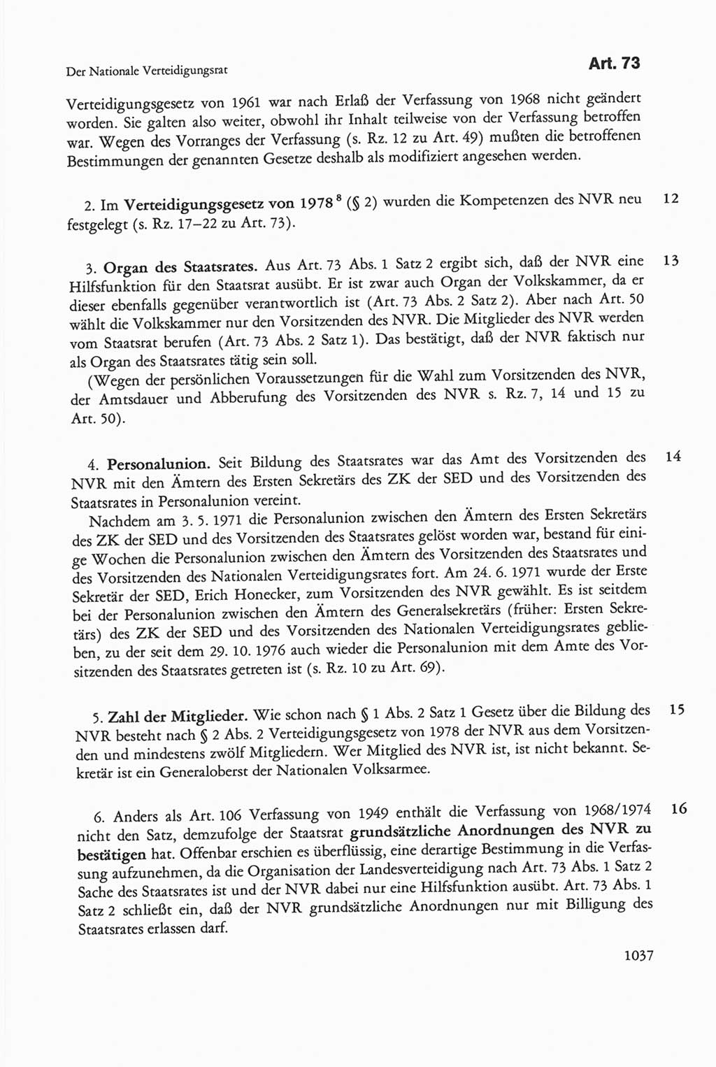 Die sozialistische Verfassung der Deutschen Demokratischen Republik (DDR), Kommentar 1982, Seite 1037 (Soz. Verf. DDR Komm. 1982, S. 1037)