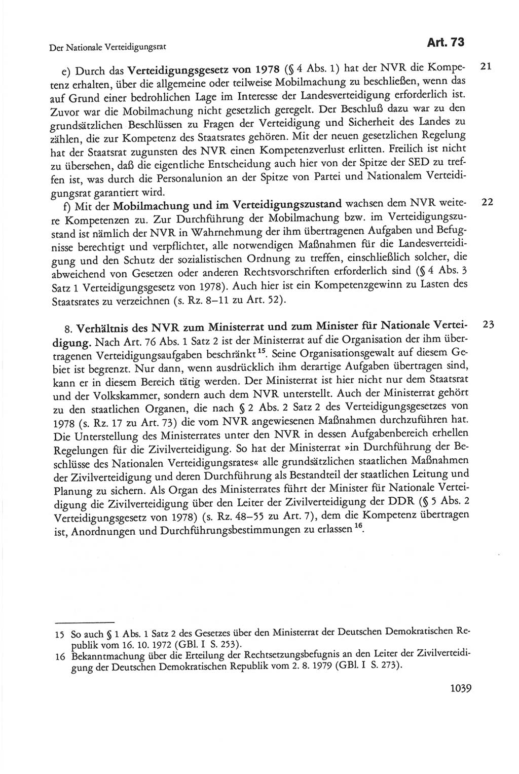 Die sozialistische Verfassung der Deutschen Demokratischen Republik (DDR), Kommentar 1982, Seite 1039 (Soz. Verf. DDR Komm. 1982, S. 1039)