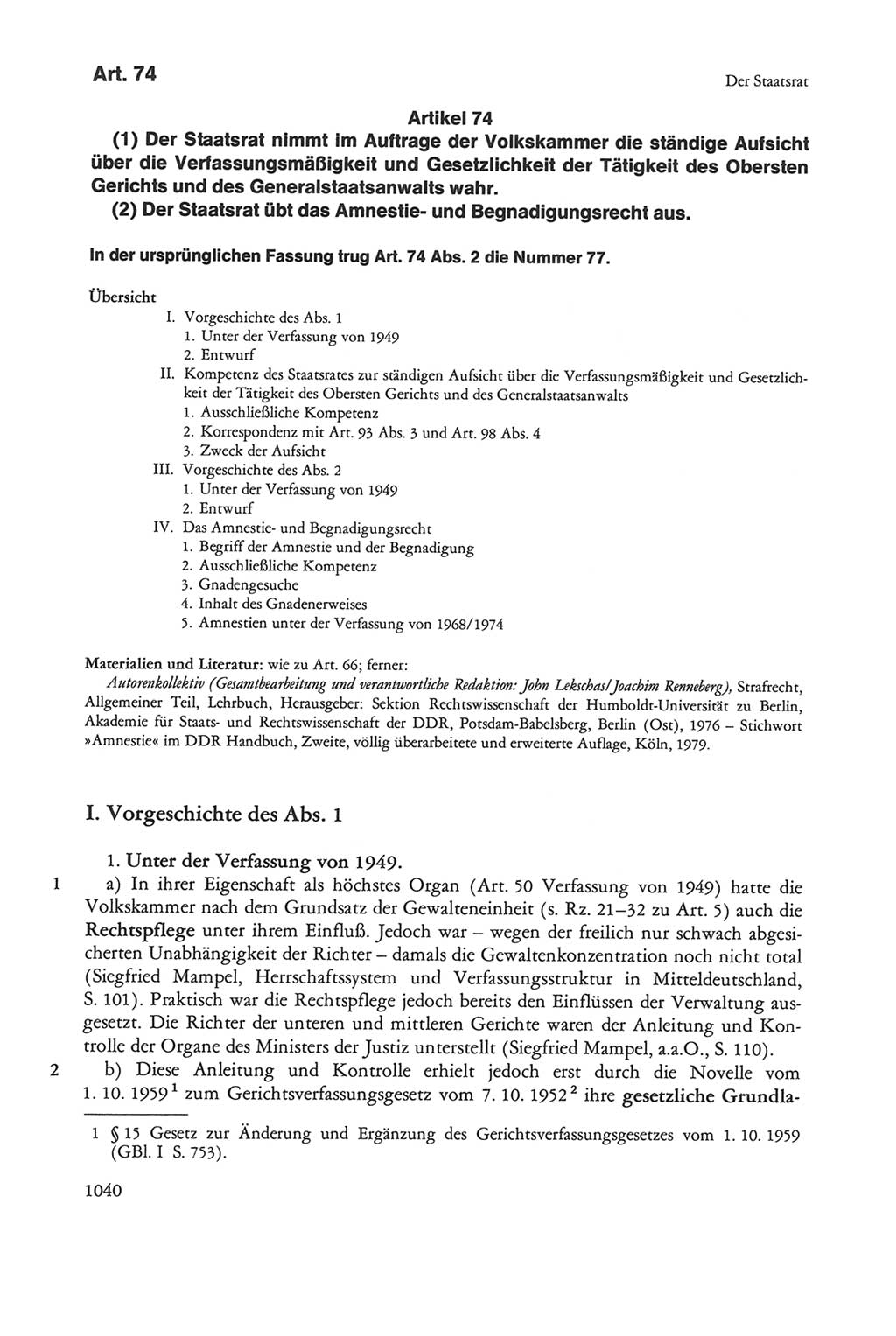 Die sozialistische Verfassung der Deutschen Demokratischen Republik (DDR), Kommentar 1982, Seite 1040 (Soz. Verf. DDR Komm. 1982, S. 1040)