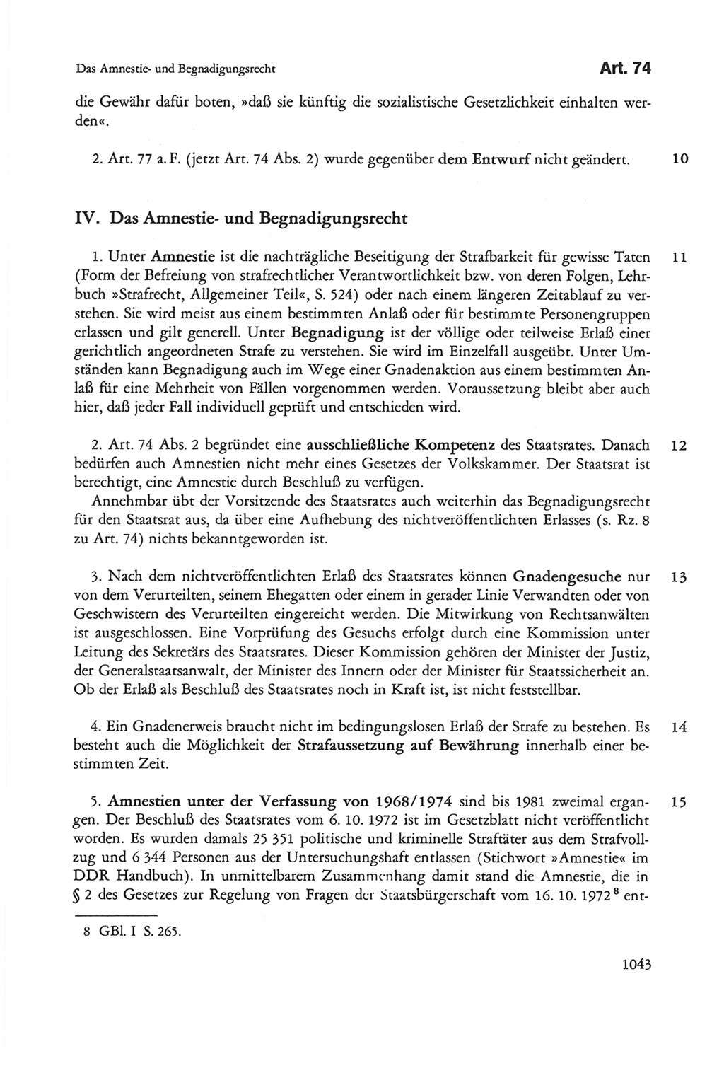 Die sozialistische Verfassung der Deutschen Demokratischen Republik (DDR), Kommentar 1982, Seite 1043 (Soz. Verf. DDR Komm. 1982, S. 1043)