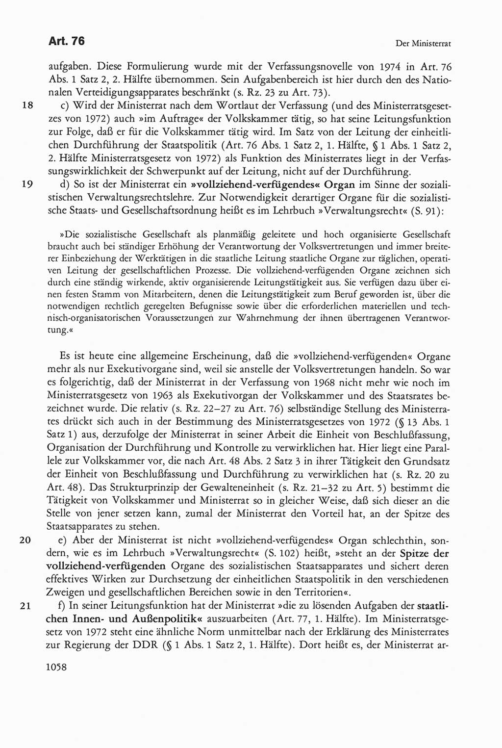 Die sozialistische Verfassung der Deutschen Demokratischen Republik (DDR), Kommentar 1982, Seite 1058 (Soz. Verf. DDR Komm. 1982, S. 1058)