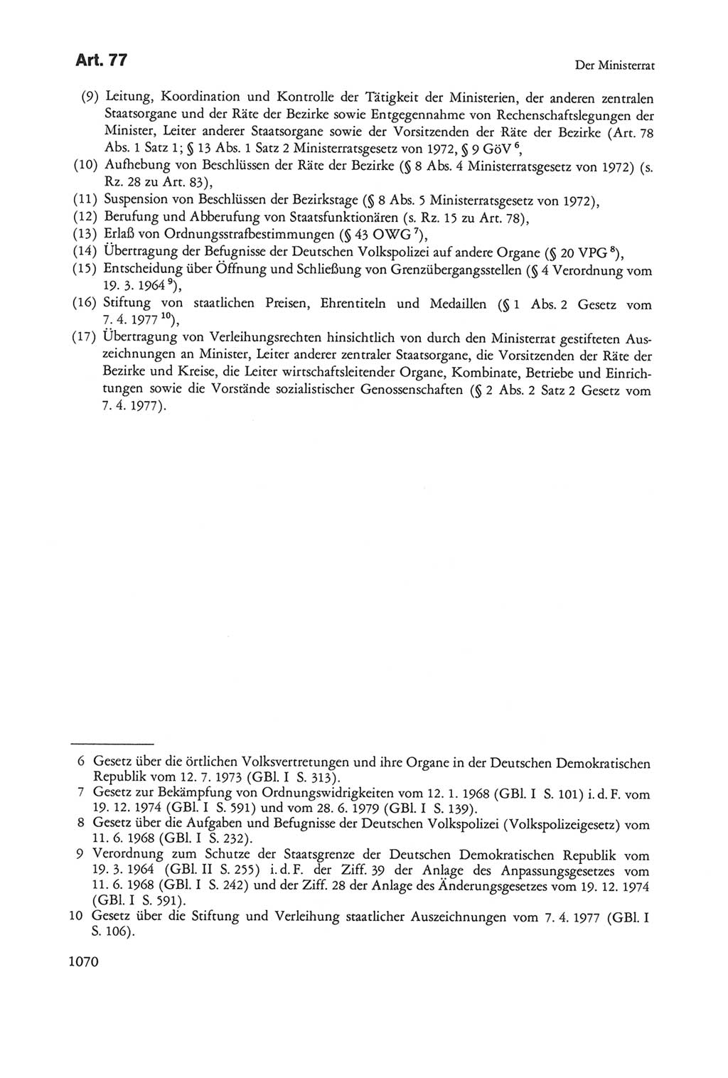 Die sozialistische Verfassung der Deutschen Demokratischen Republik (DDR), Kommentar 1982, Seite 1070 (Soz. Verf. DDR Komm. 1982, S. 1070)