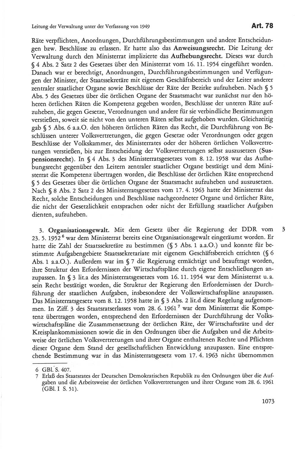 Die sozialistische Verfassung der Deutschen Demokratischen Republik (DDR), Kommentar 1982, Seite 1073 (Soz. Verf. DDR Komm. 1982, S. 1073)
