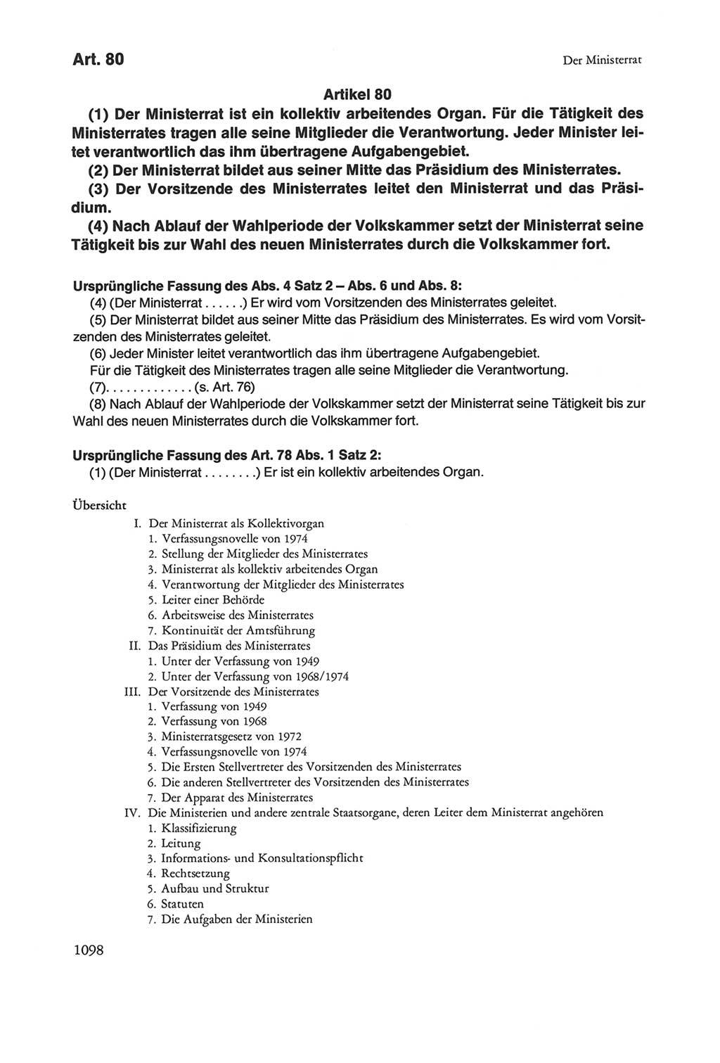 Die sozialistische Verfassung der Deutschen Demokratischen Republik (DDR), Kommentar 1982, Seite 1098 (Soz. Verf. DDR Komm. 1982, S. 1098)